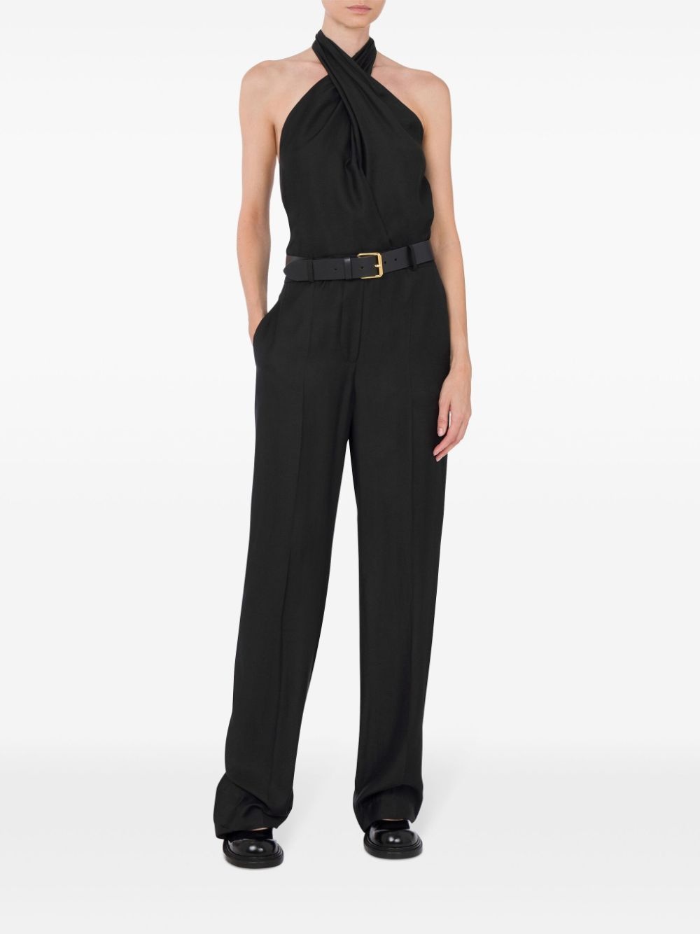 belted halterneck jumpsuit - 2