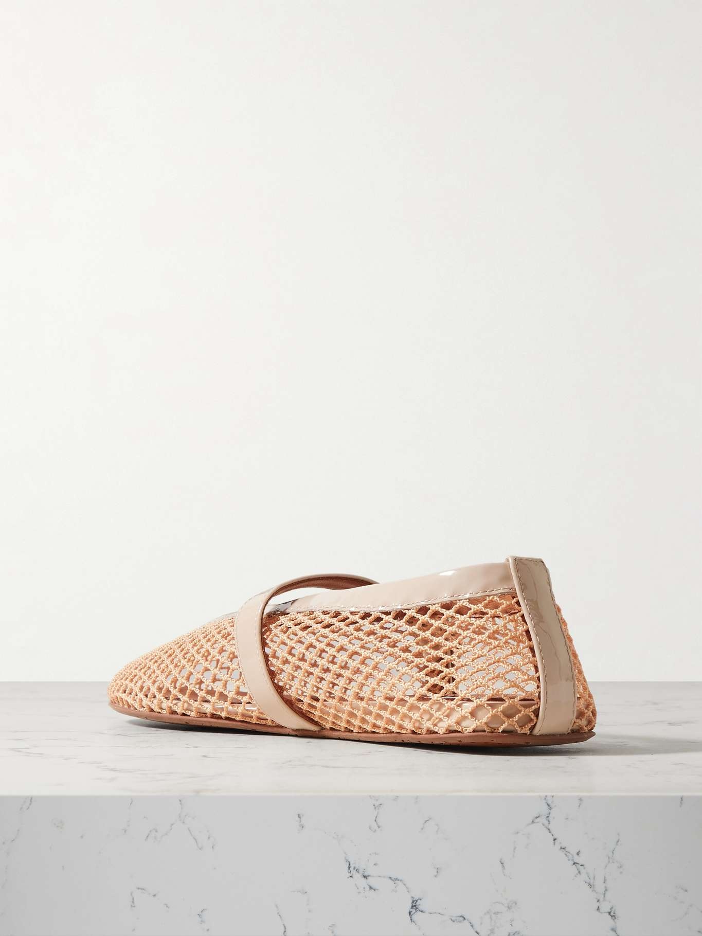 Patent leather-trimmed mesh ballet flats - 3