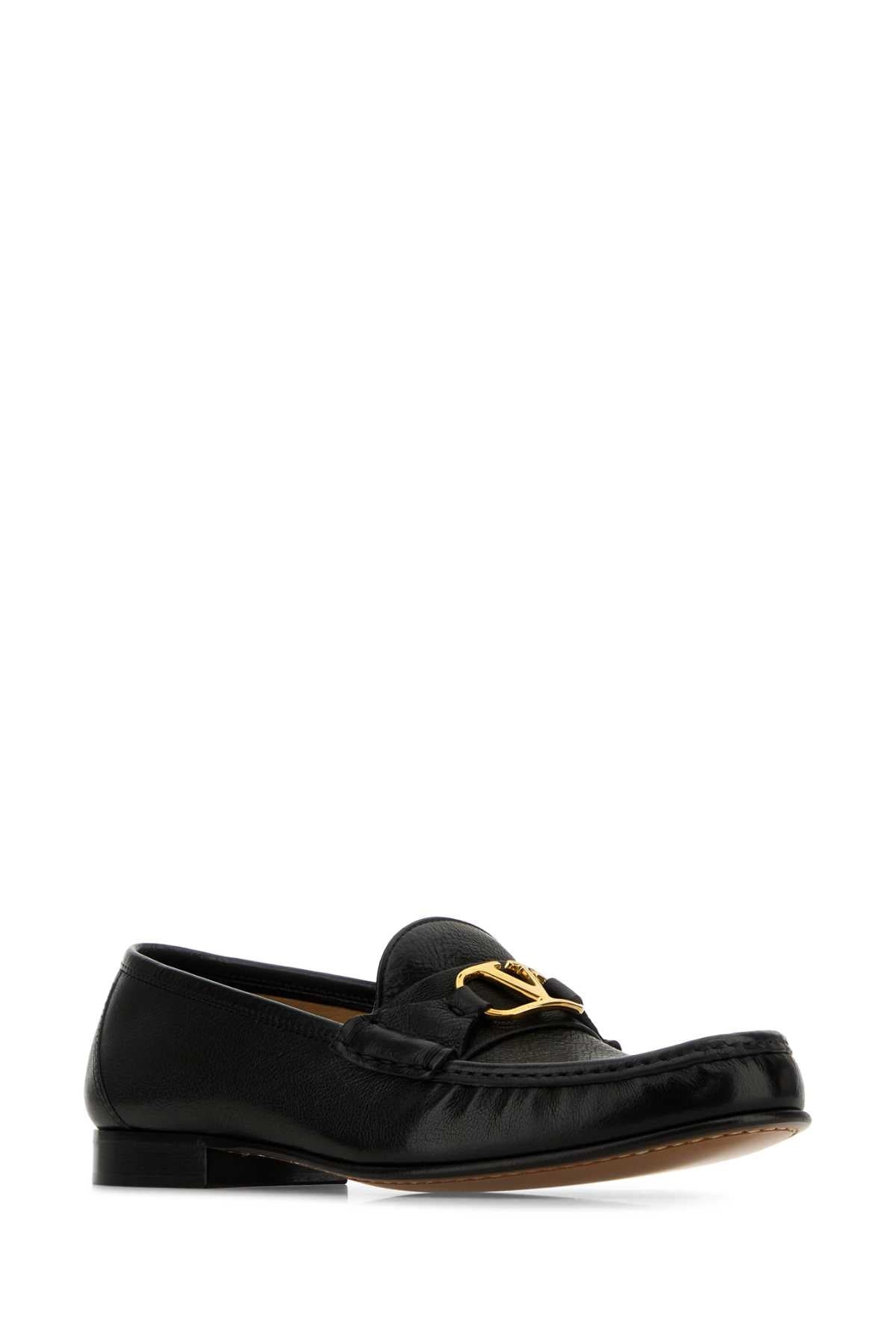 Valentino Garavani Women Black Leather Vlogo Loafers - 3