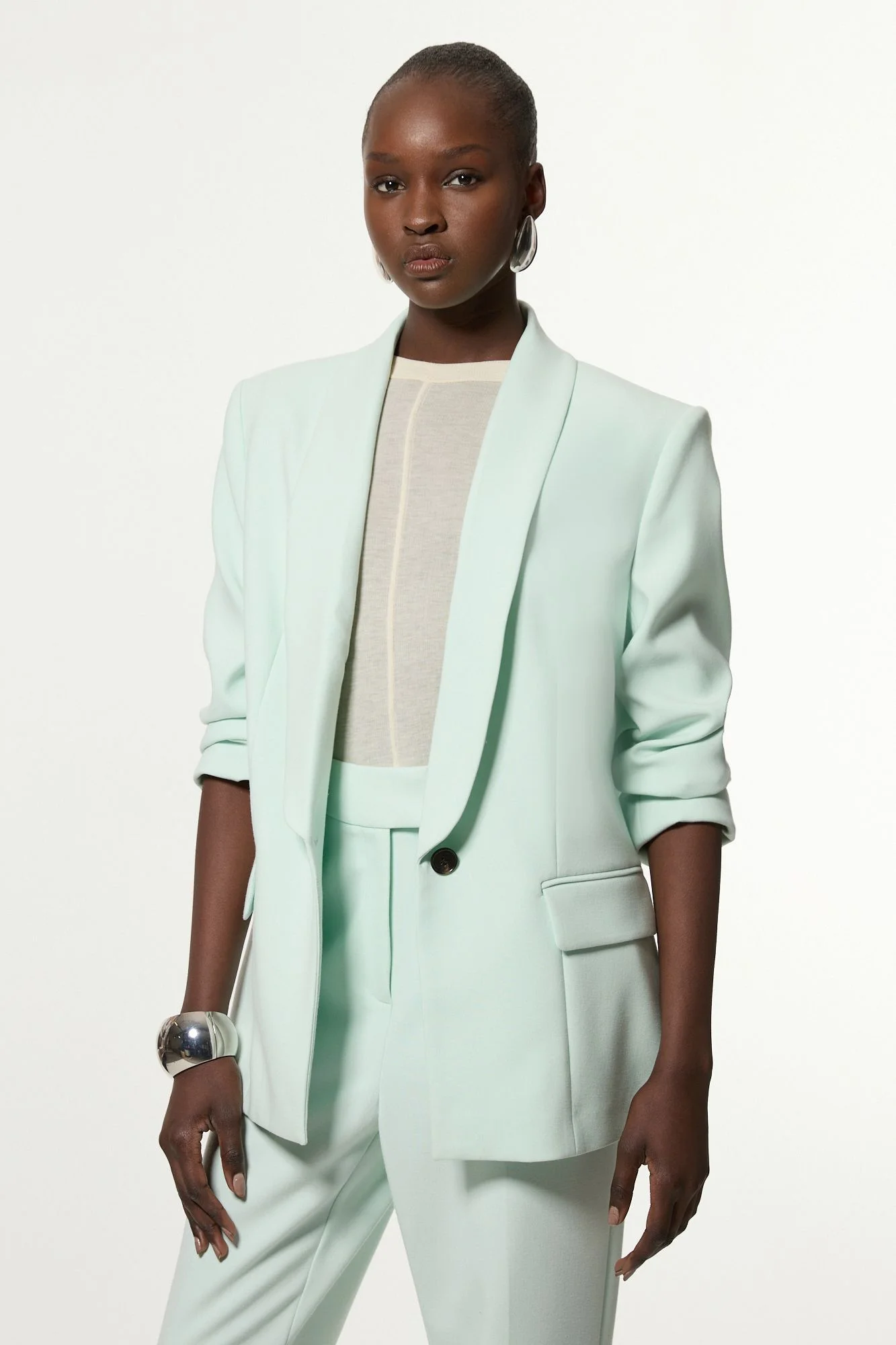 Compact Stretch Essential Tailored Single Breasted Blazer - 1