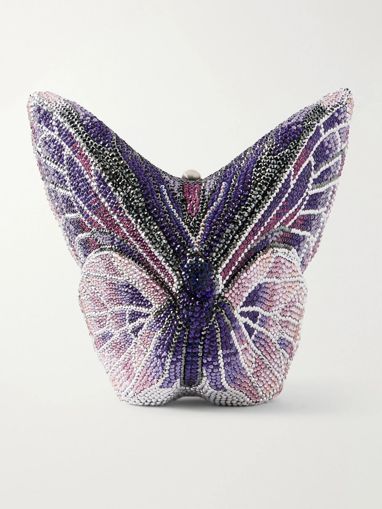 Butterfly Crystal-embellished Silver-tone Clutch - 1