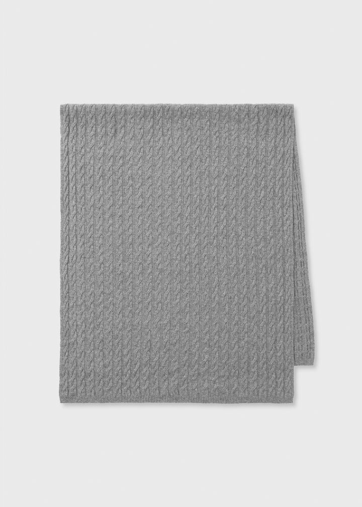 Cable knit cashmere scarf grey mélange - 1