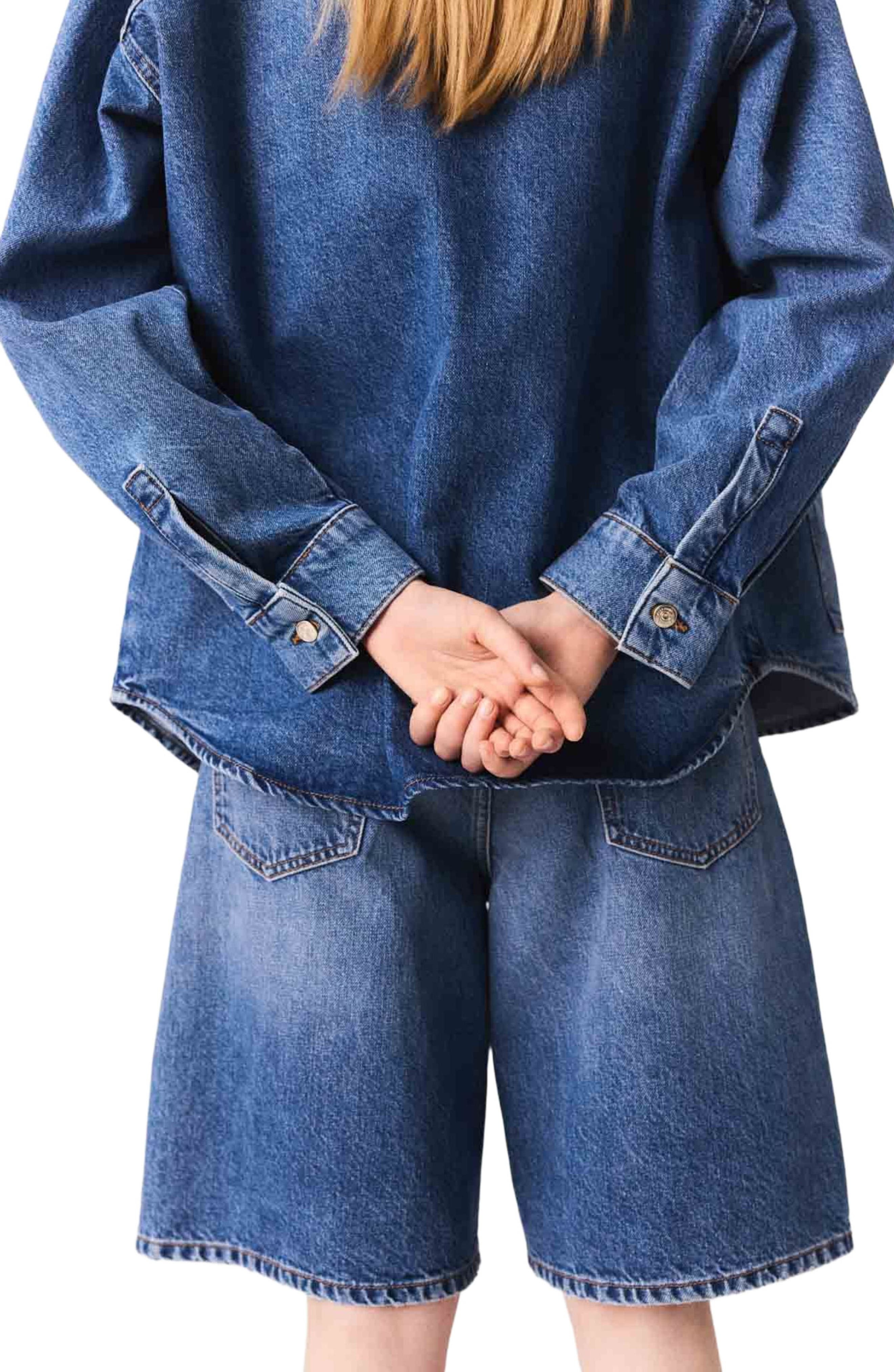 maje Faded denim jacket in Blue at Nordstrom - 9