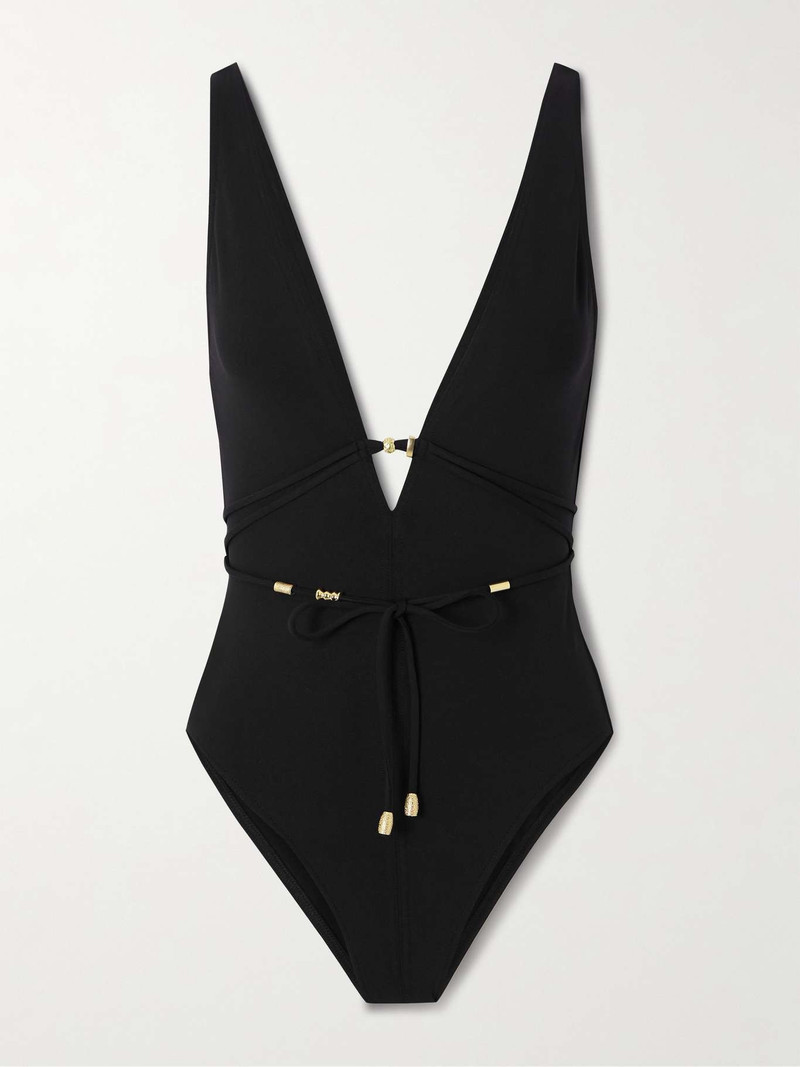 Lagon embellished open-back swimsuit Black - 1
