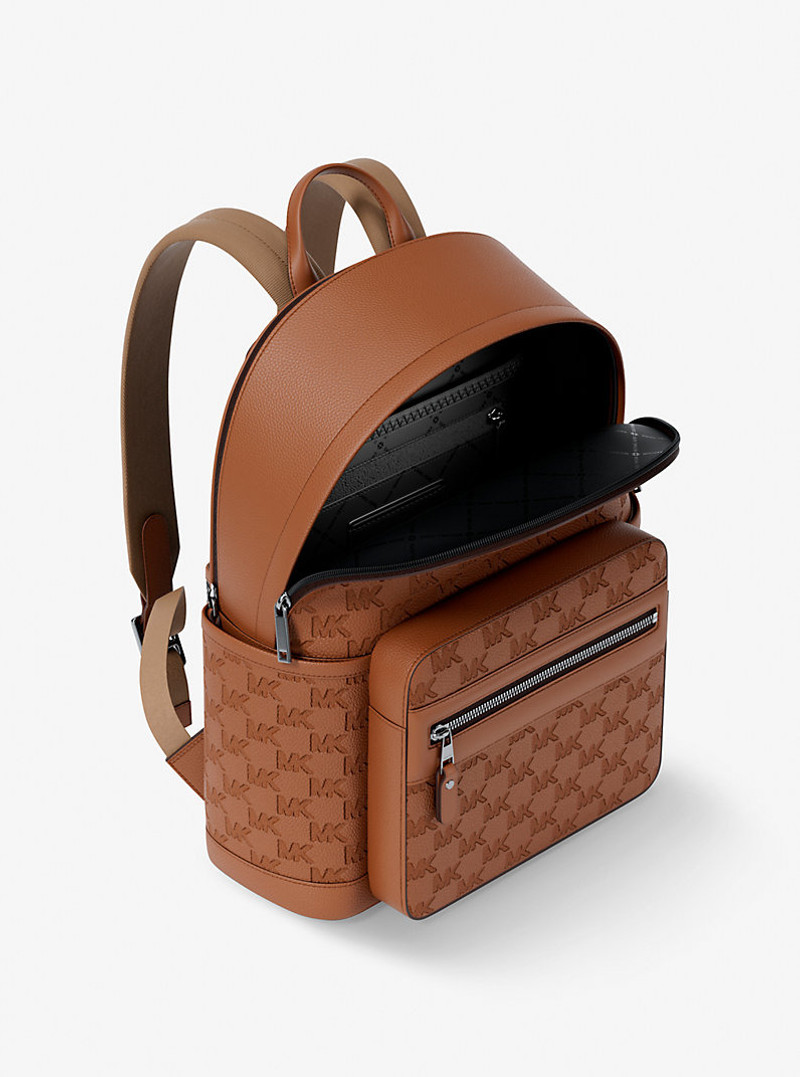 MICHAEL KORS Jet Set Medium Logo Debossed Pebbled Leather Backpack outlook