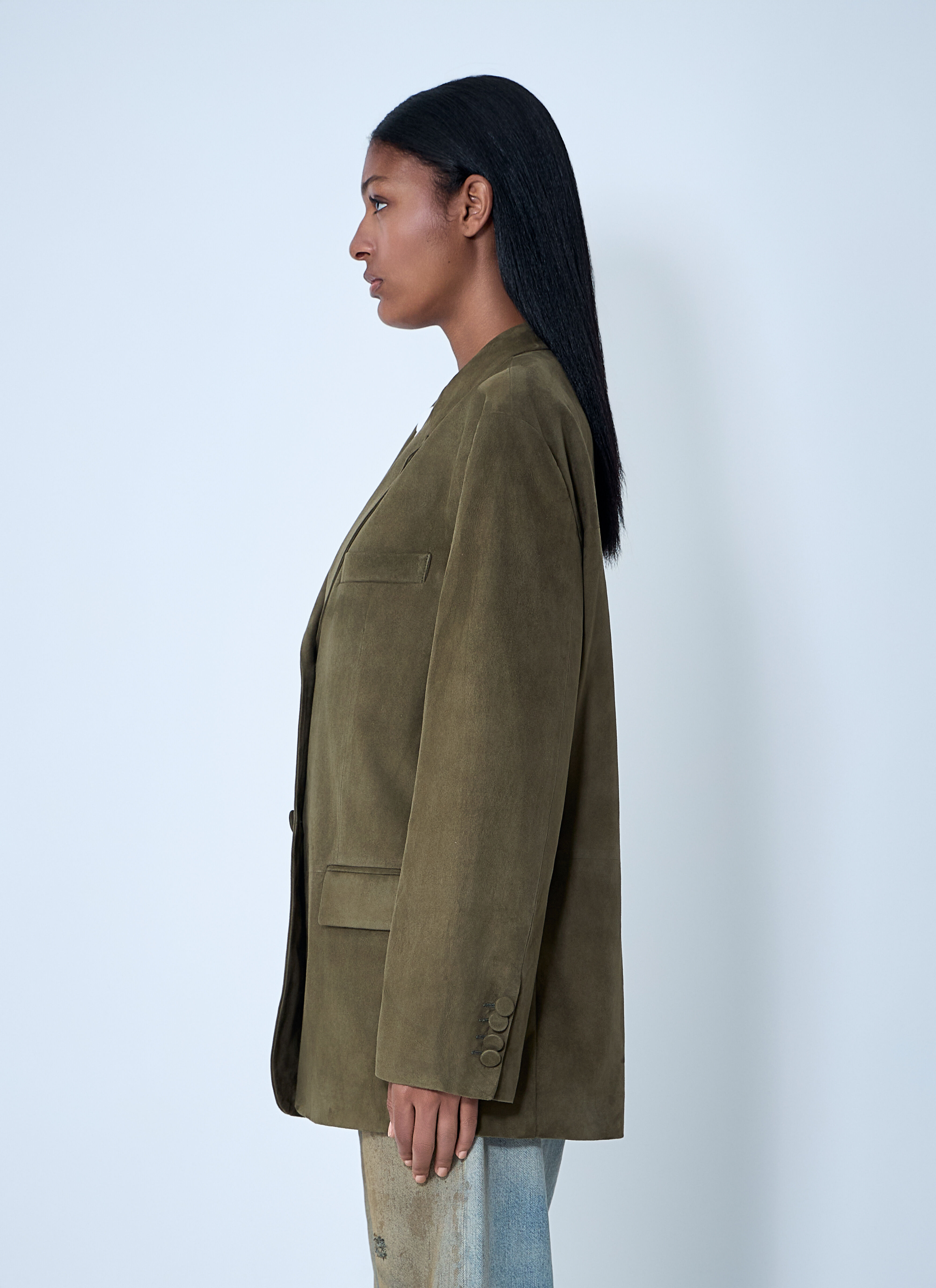 Suede Single-Breasted Blazer - 3
