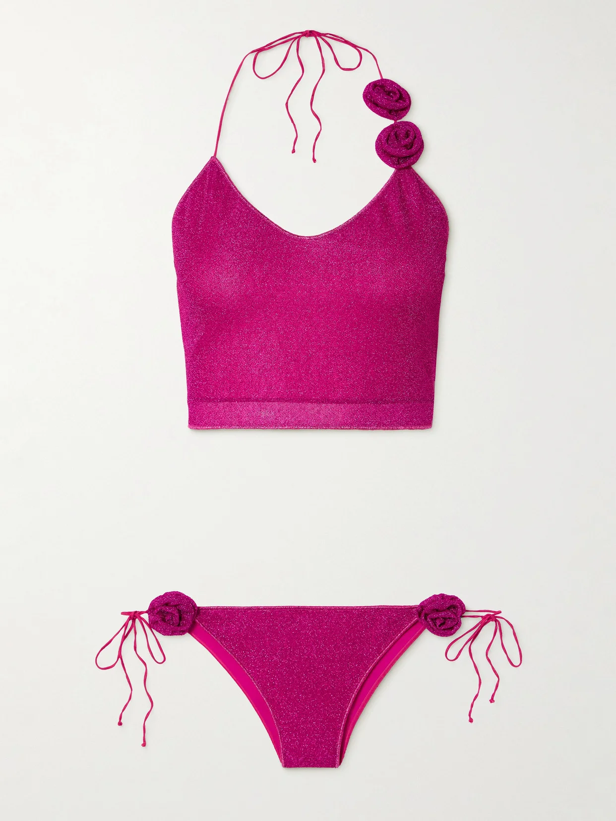 Lumière Rose Appliquéd Metallic Bikini - 1