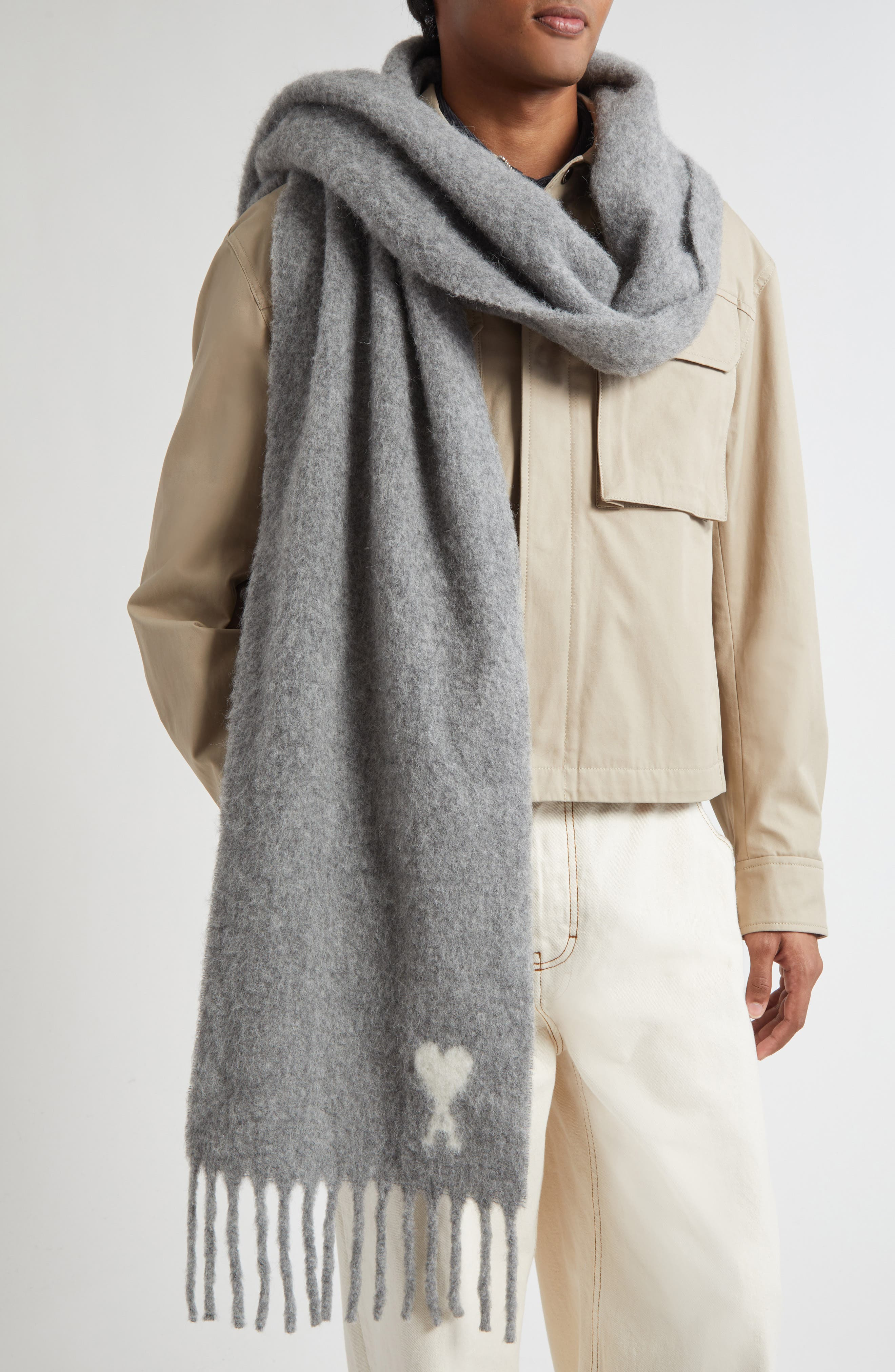 AMI PARIS Laine Scarf in Gris at Nordstrom - 1