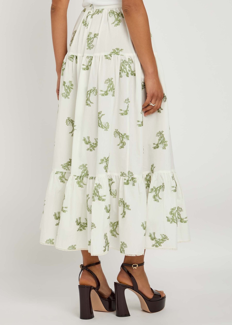 Erdem Embroidered Tiered Cotton-blend Midi Skirt - 3
