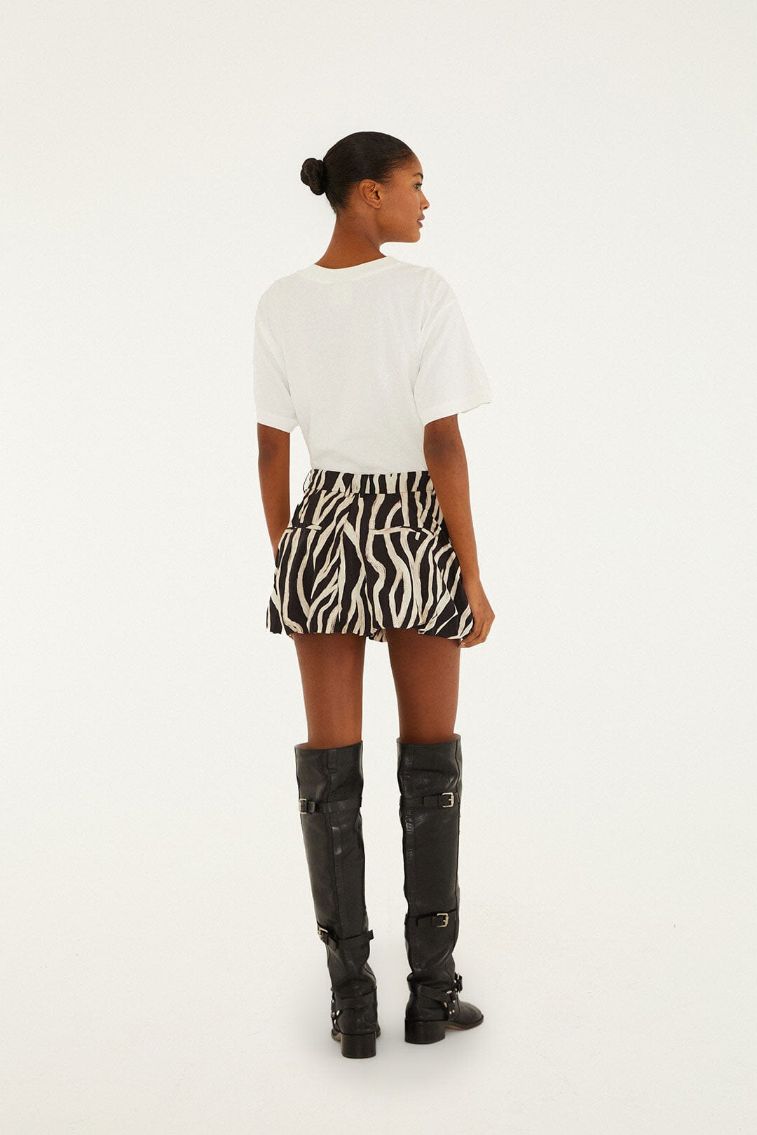 Black Tropical Zebra Organic Cotton Mini Skirt - 4