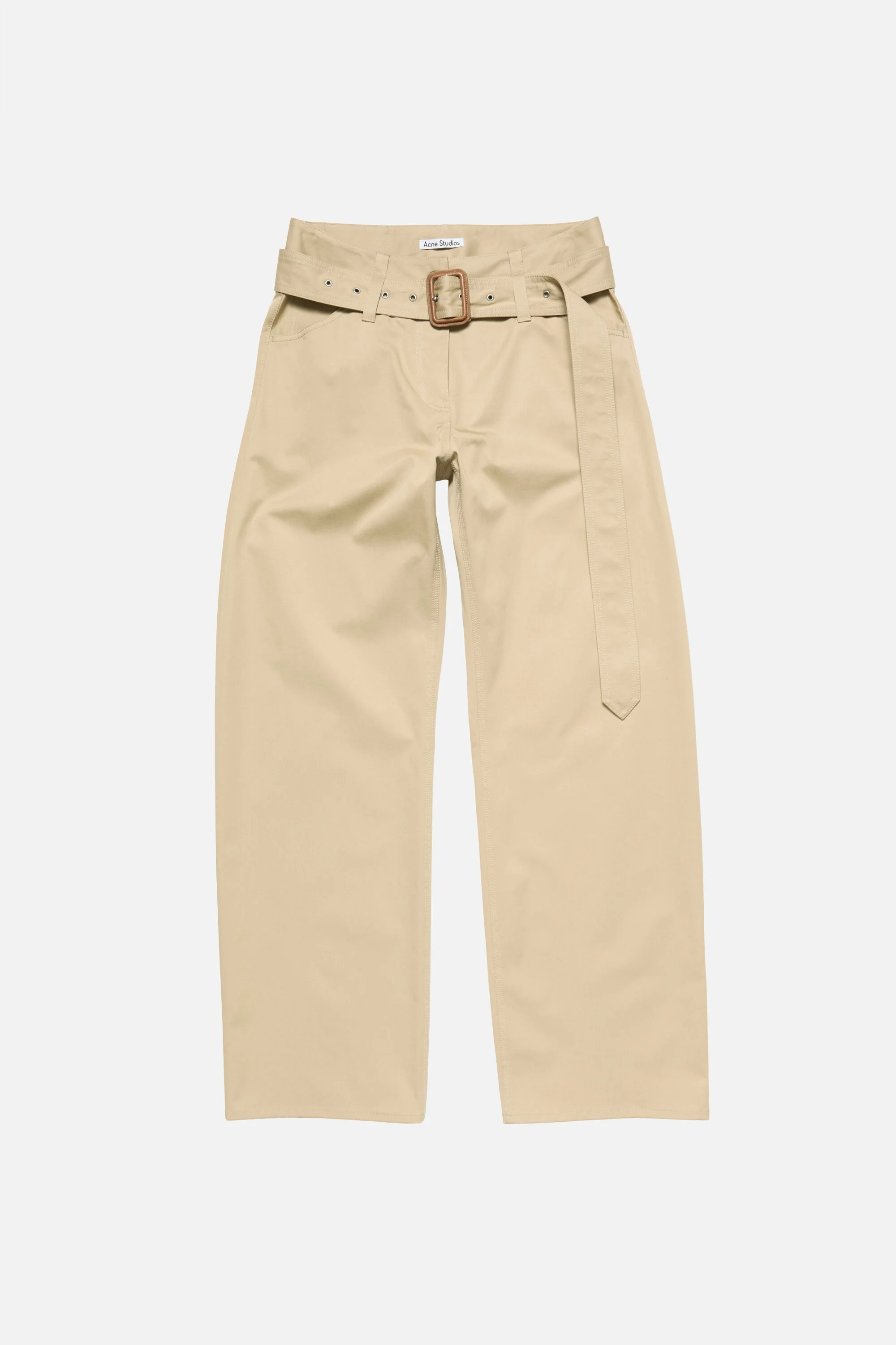 Twill trousers with belt - Pale beige - 1
