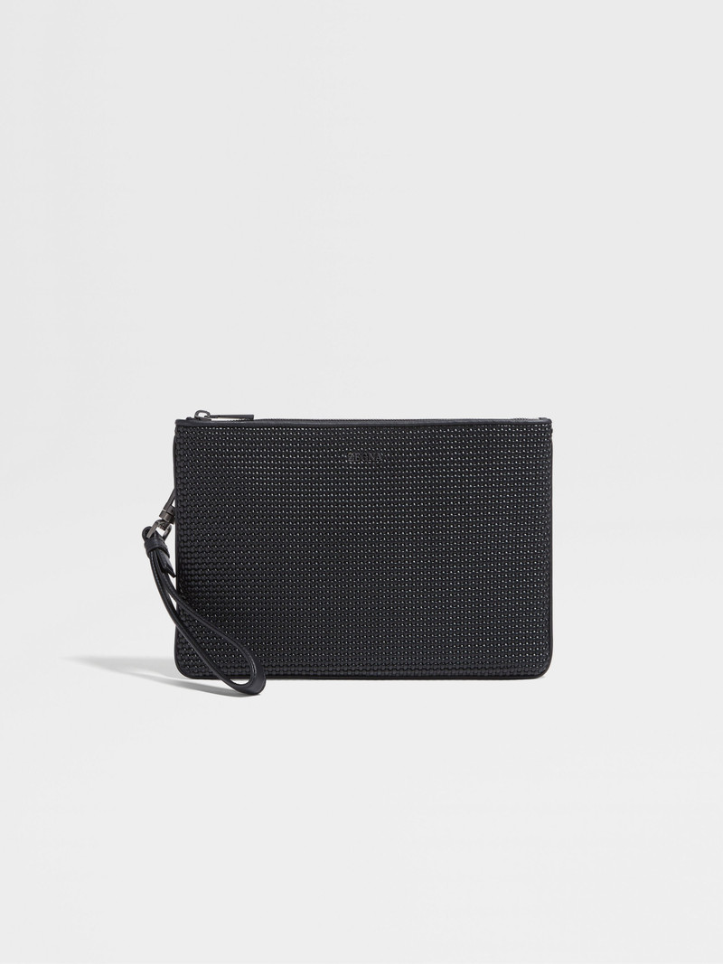 BLACK PELLETESSUTA™ LEATHER POUCH 1