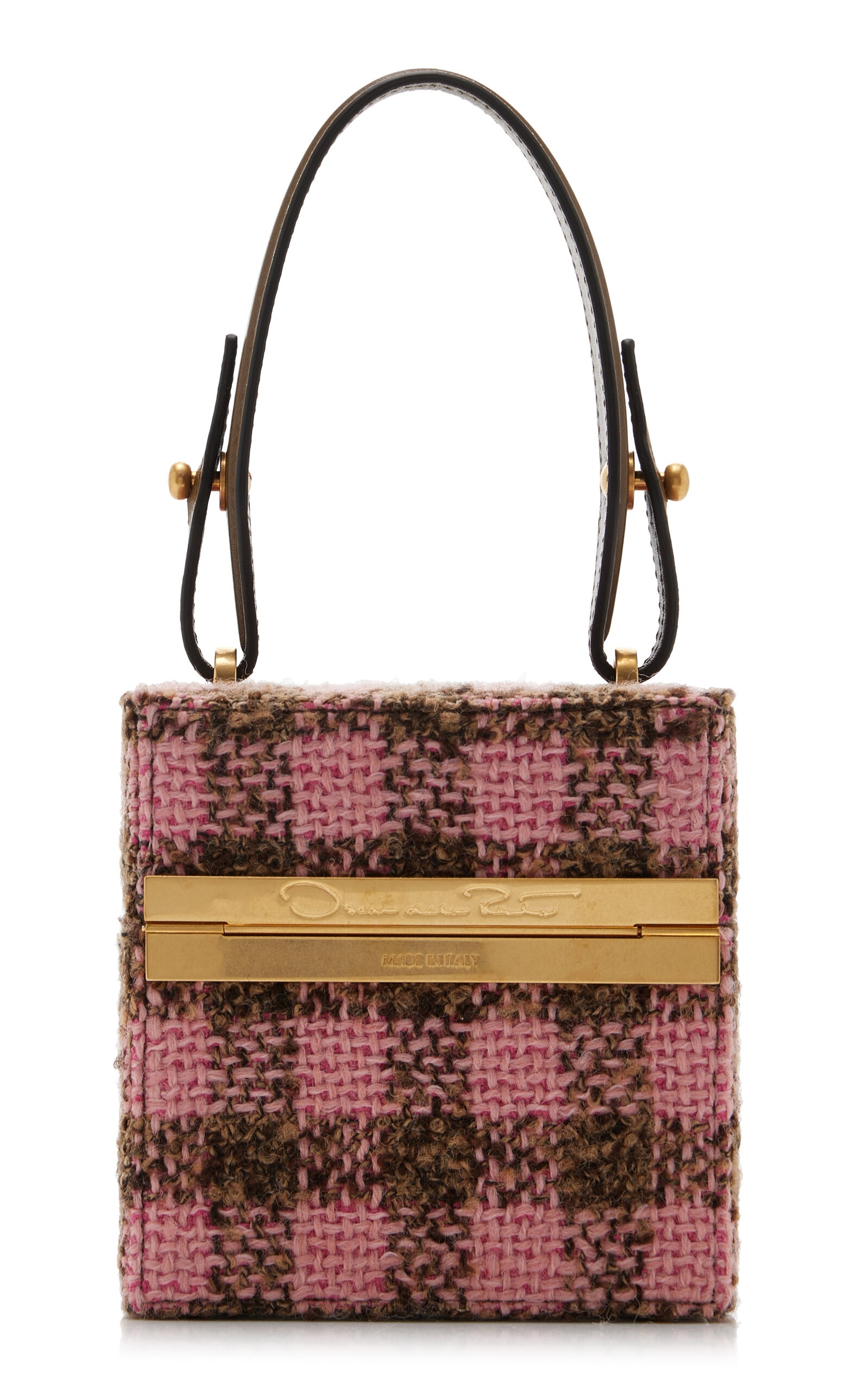 Alibi Checked-Tweed Cube Bag pink - 5