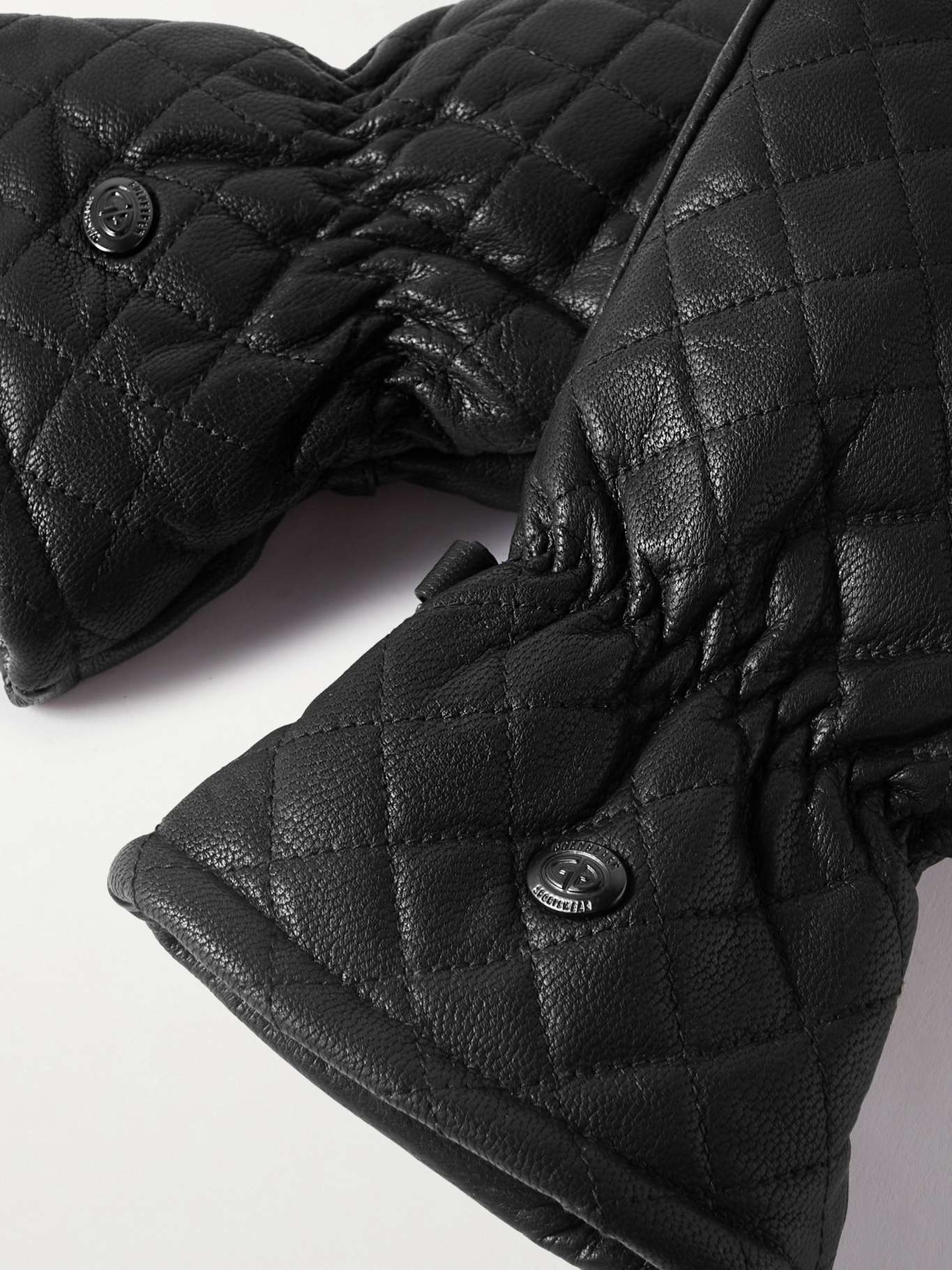 Nishi padded quilted leather gloves Black - 3