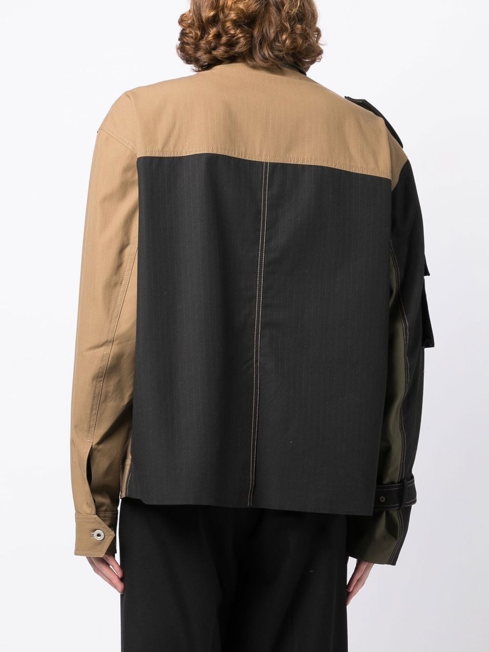 colour-block panel shirt jacket - 4