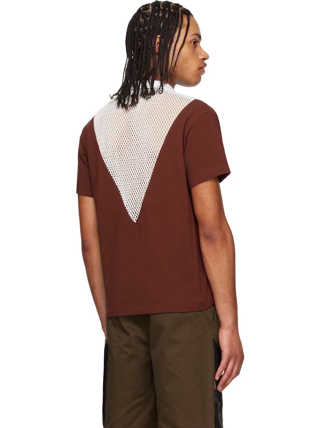 White & Burgundy V Hybrid Polo - 3
