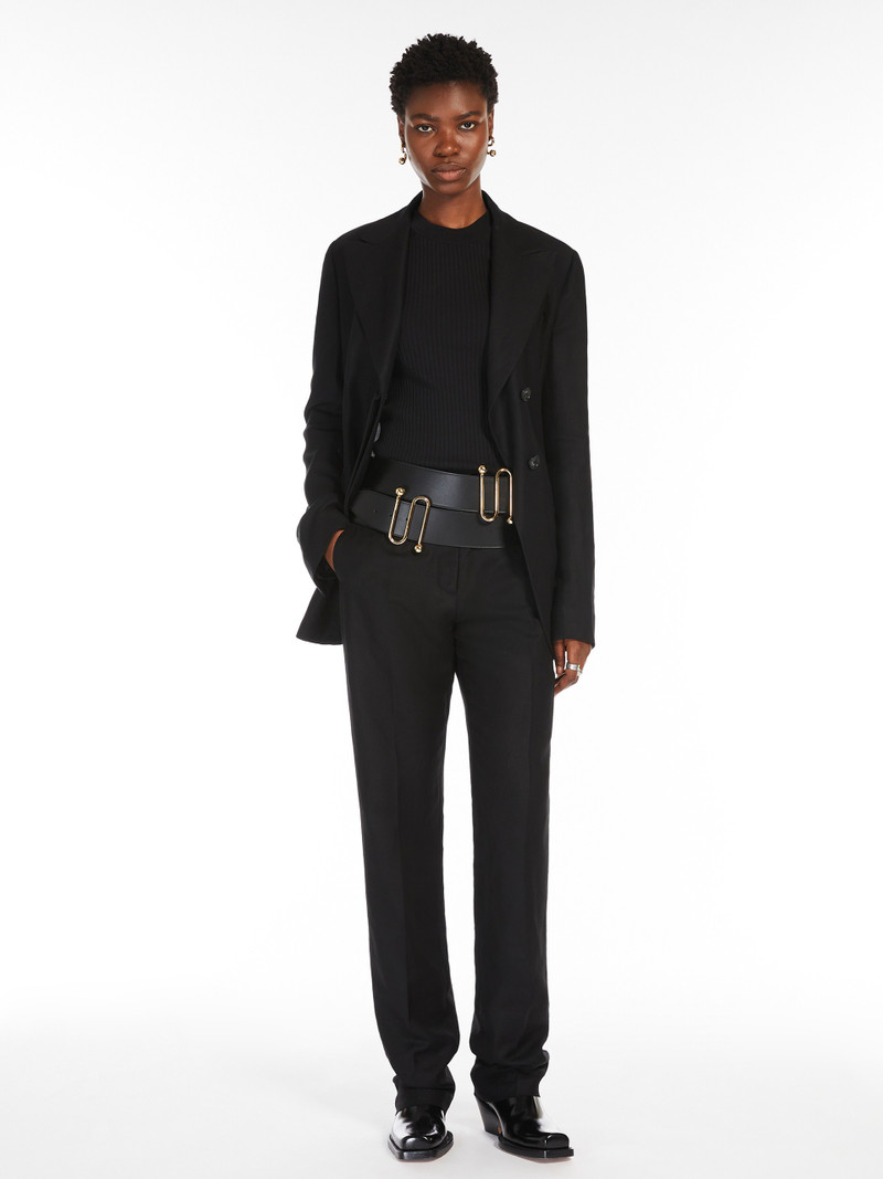 Sportmax RAOUL Flared viscose and linen twill trousers outlook