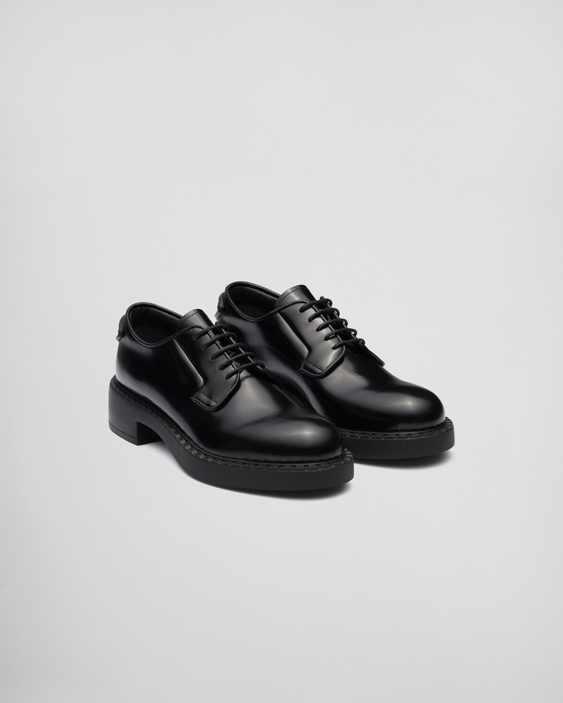 Prada Brushed-leather derby shoes outlook
