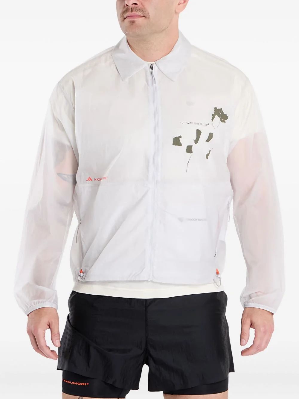 zip graphic running coach jacket - 1