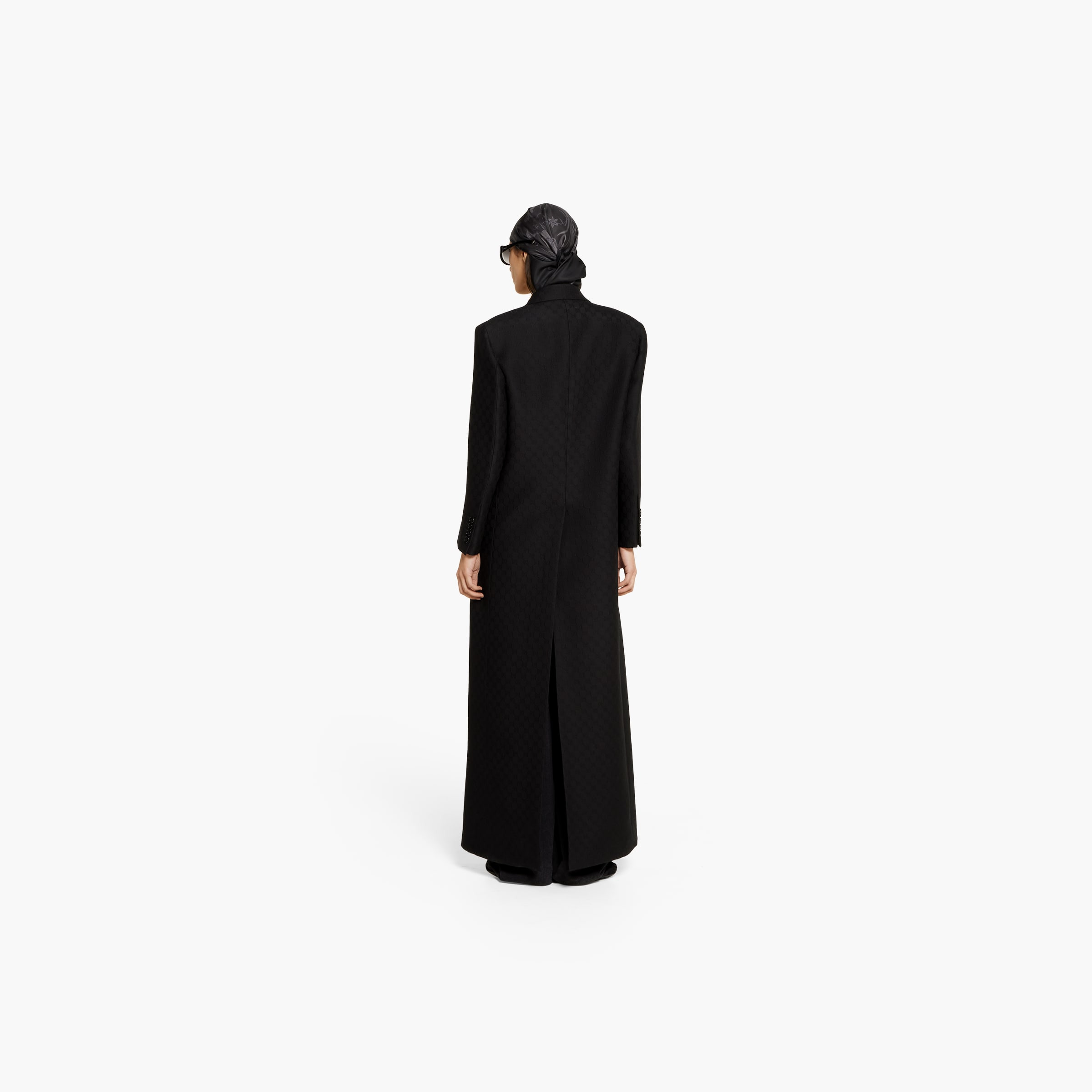 GG silk wool crêpe double-breasted coat - 4