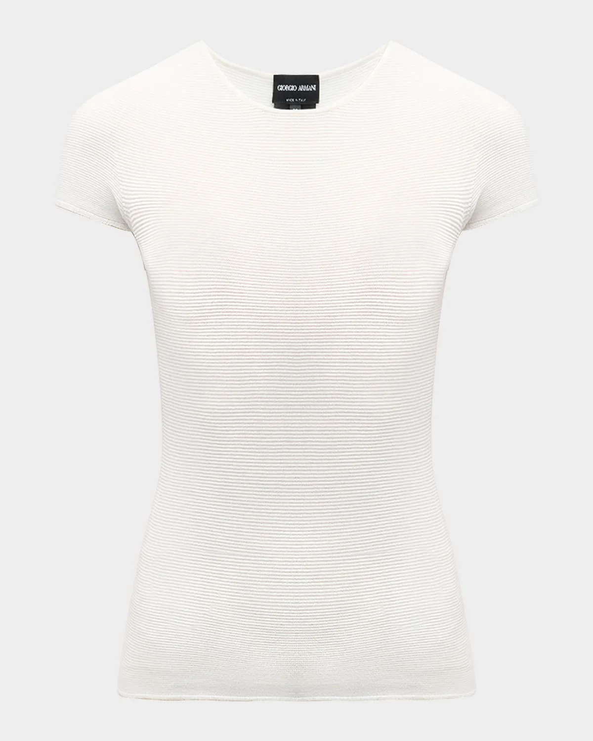 Scoop-Neck Short-Sleeve Ribbed Tee - 1
