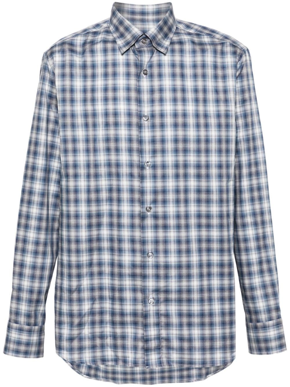 check-pattern cotton shirt - 1