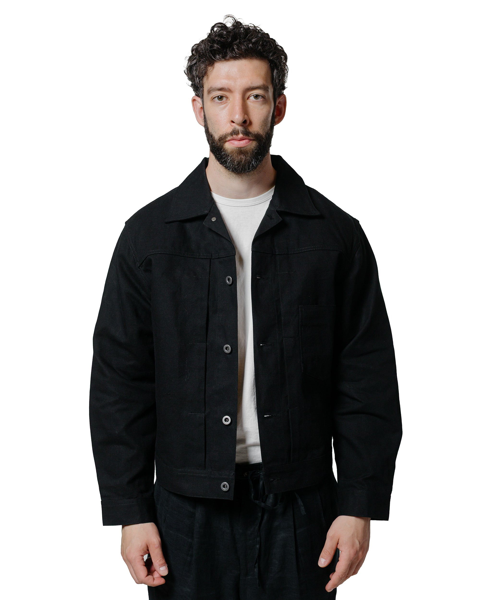 Range Jacket Black Cotton Washi Oxford Cloth - 2