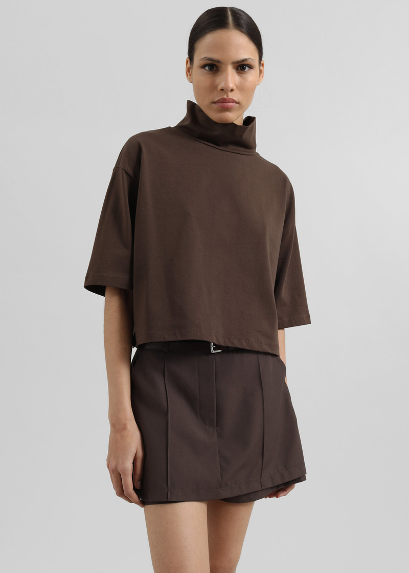 Reza Cropped Tee - Brown 1