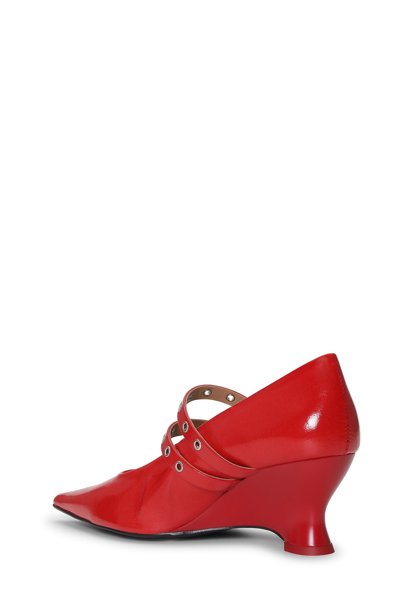 RED EYELETS LOW WEDGE PUMPS - 3