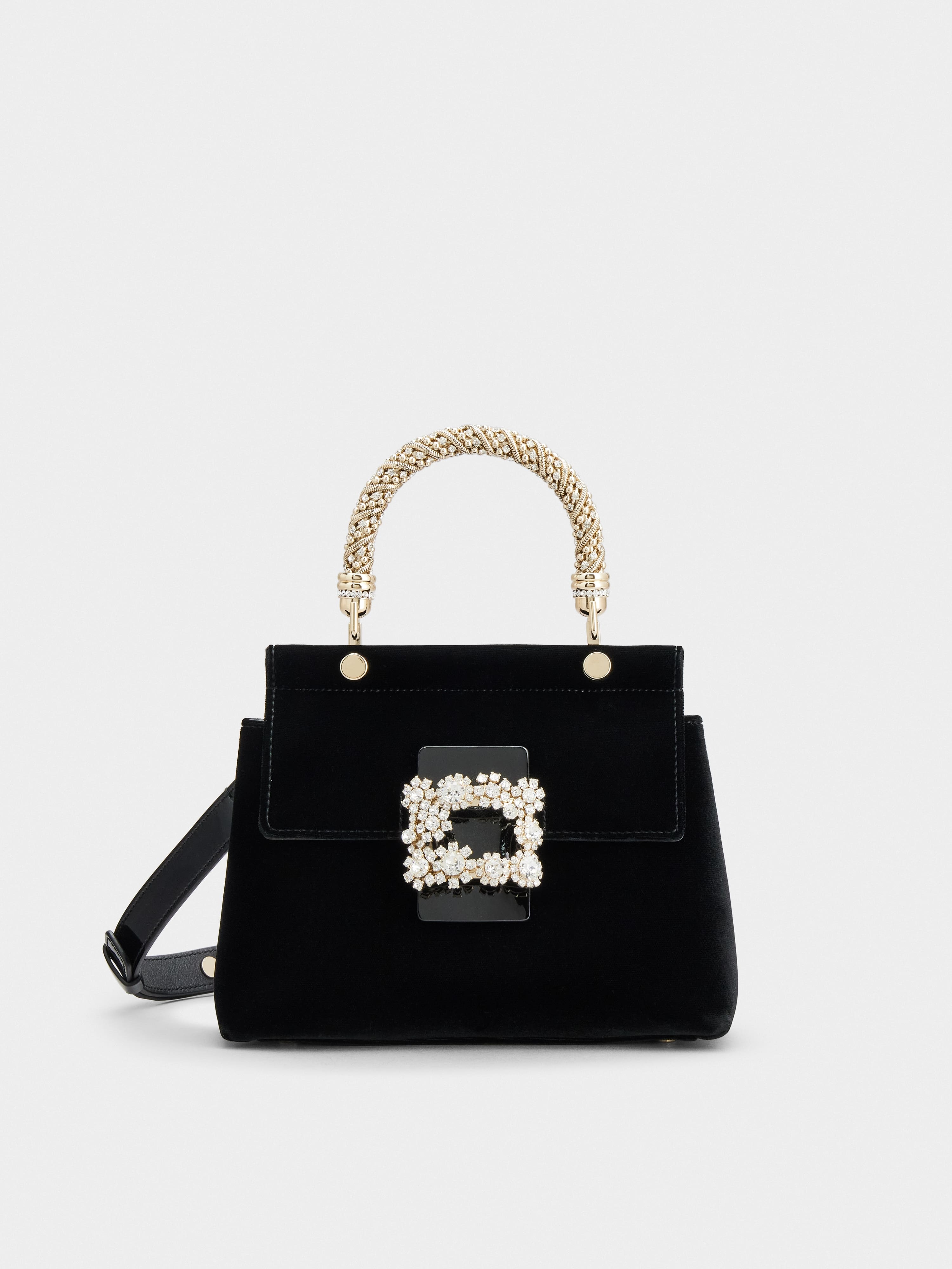 Viv' Flower Strass Jewel Cabas Mini Bag in Velvet - 1