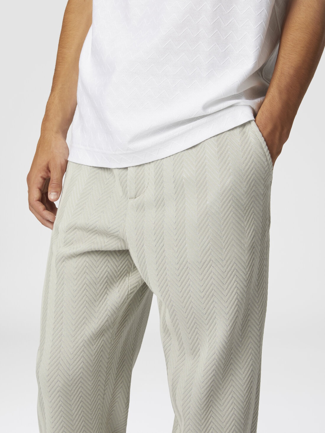 Classic cotton and viscose zigzag trousers - 5
