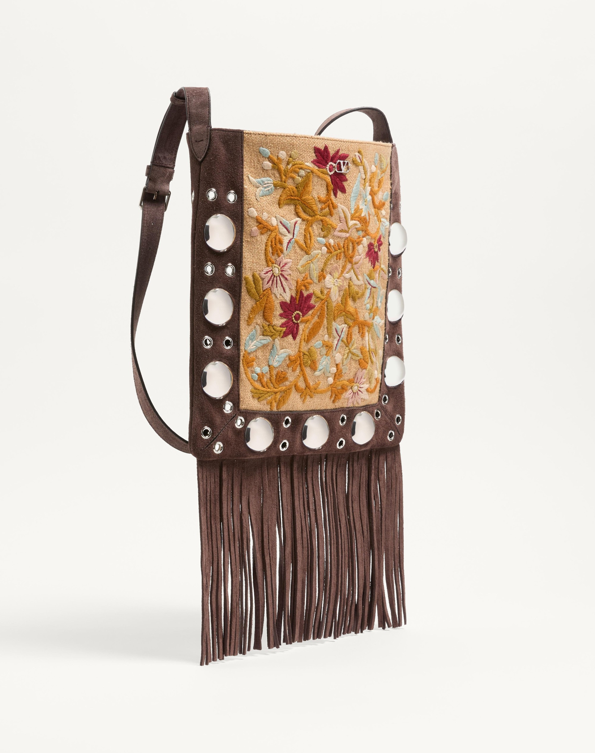 VALENTINO GARAVANI NELLCÔTE EMBROIDERED SHOULDER BAG WITH FRINGES - 3
