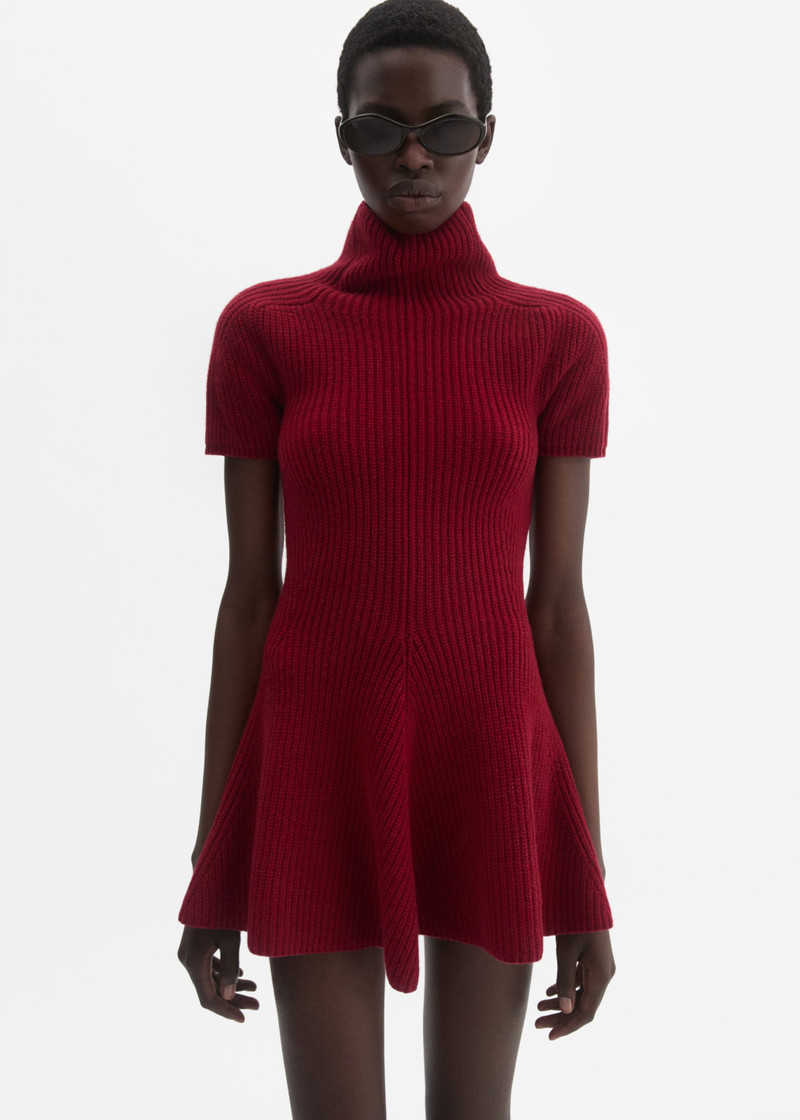 MAGDA BUTRYM Short-sleeve cashmere dress in red outlook