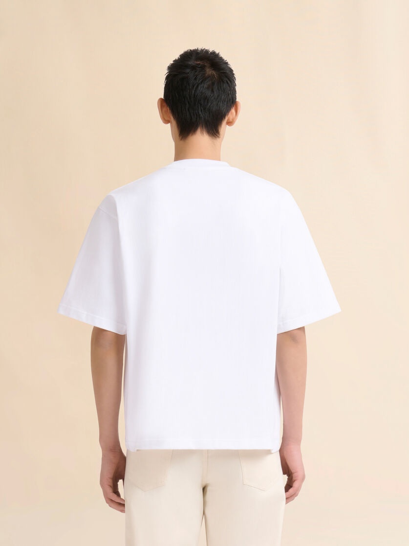 WHITE COTTON T-SHIRT WITH MOHAIR PATCHES - 3