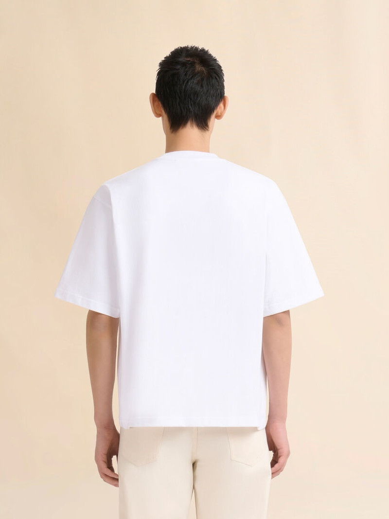 WHITE COTTON T-SHIRT WITH MOHAIR PATCHES 3