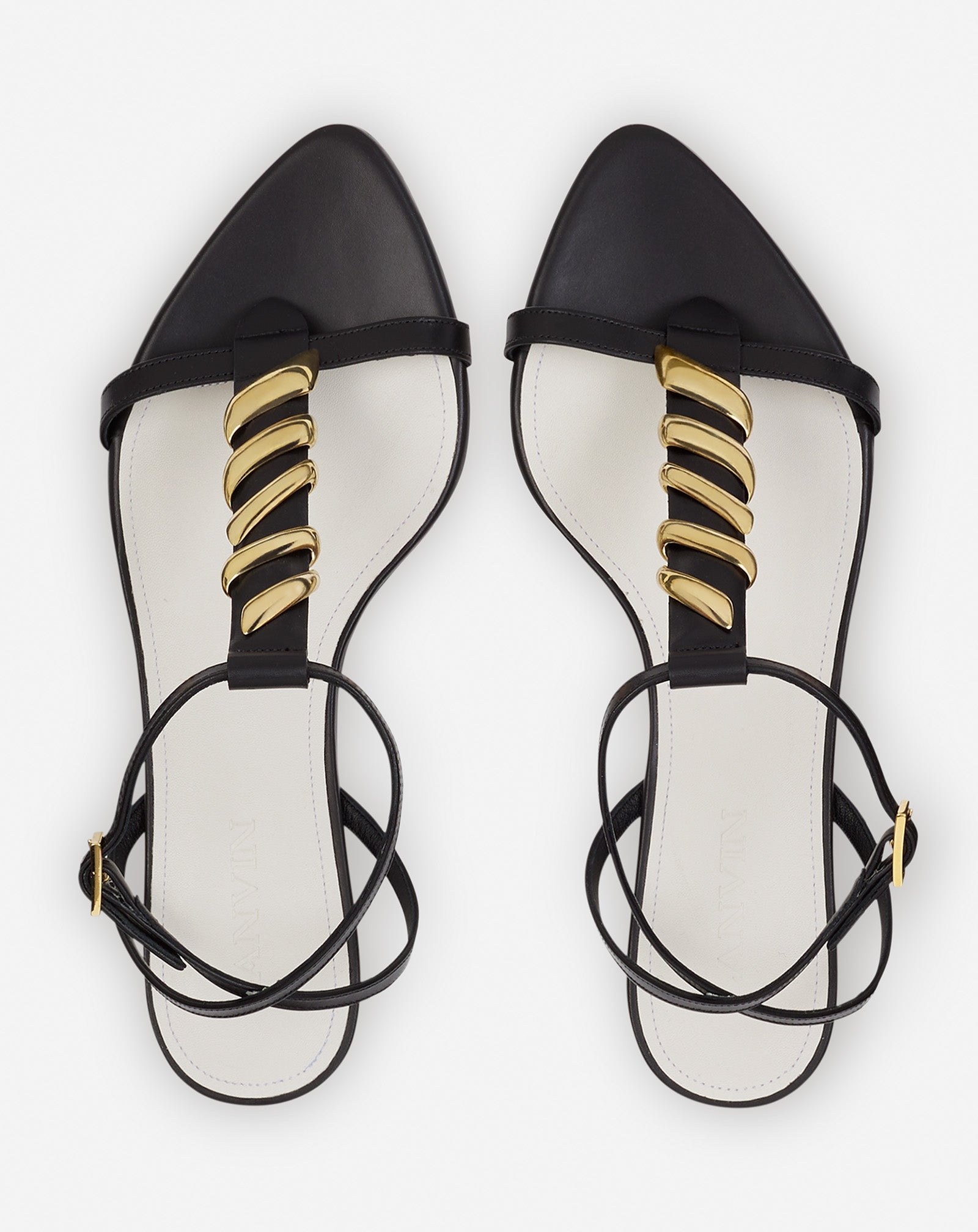 MELODIE RIBBON FLAT LEATHER SANDALS - 3