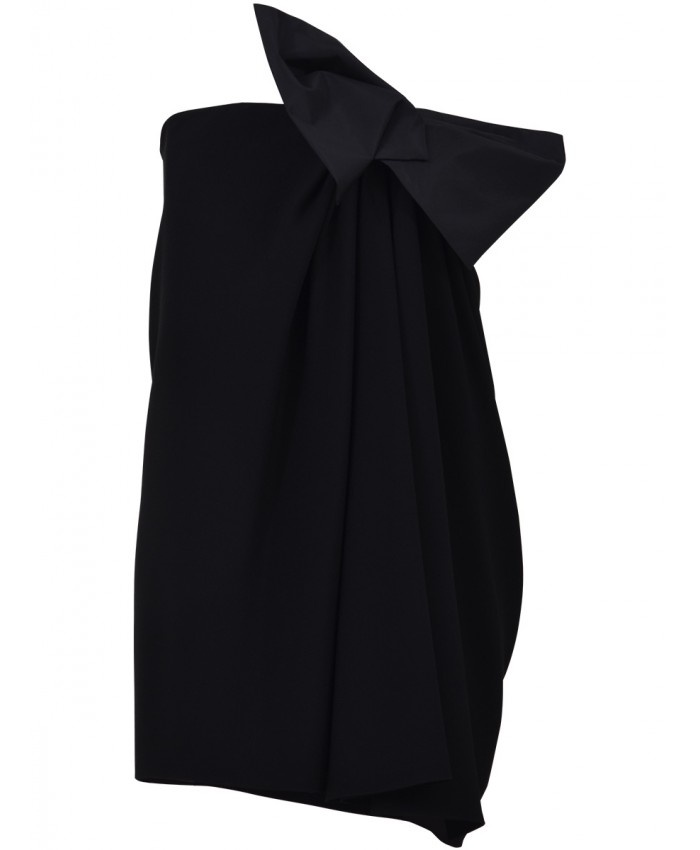Mini Black Dress with Bow - 1