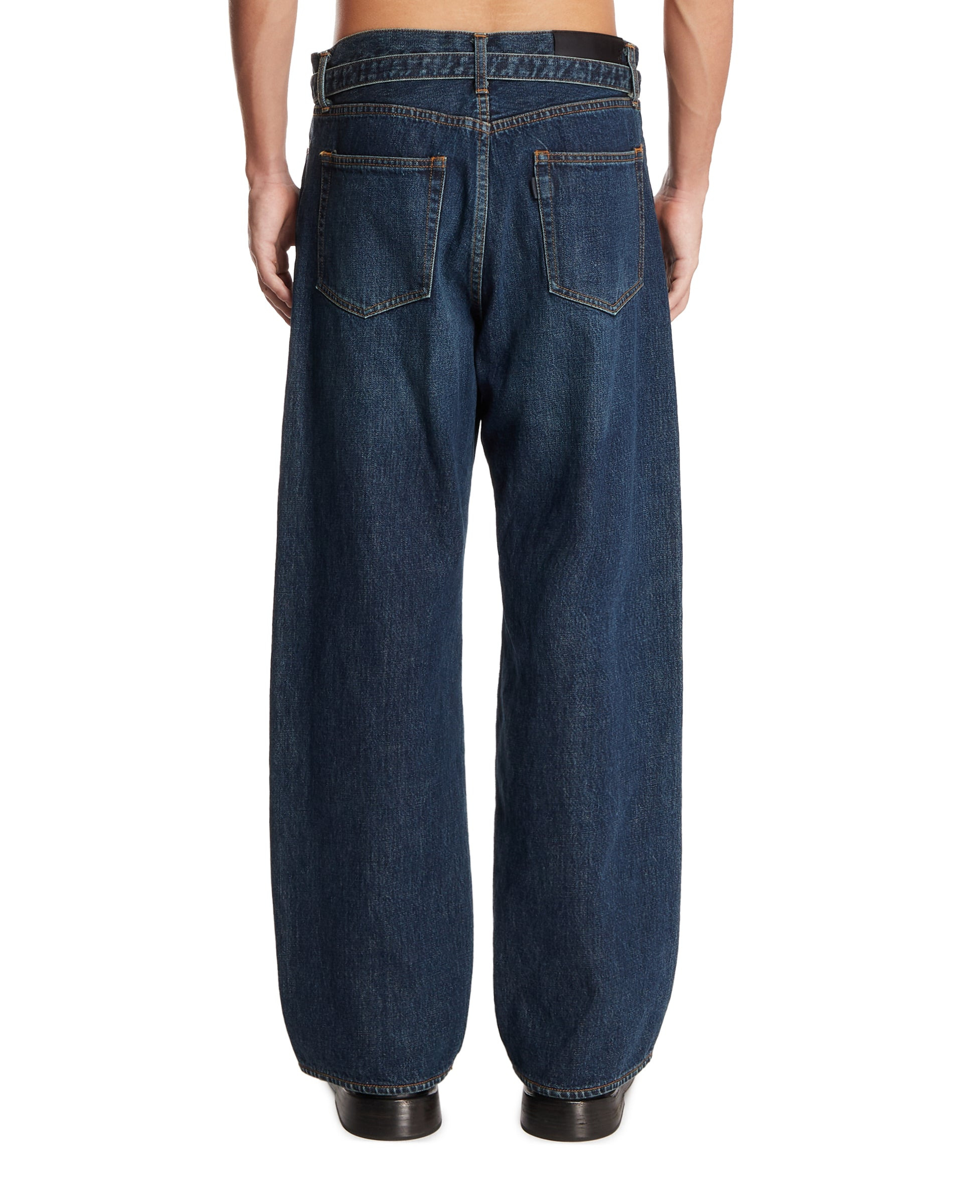 Blue Wide-Leg Jeans with Belt - 3