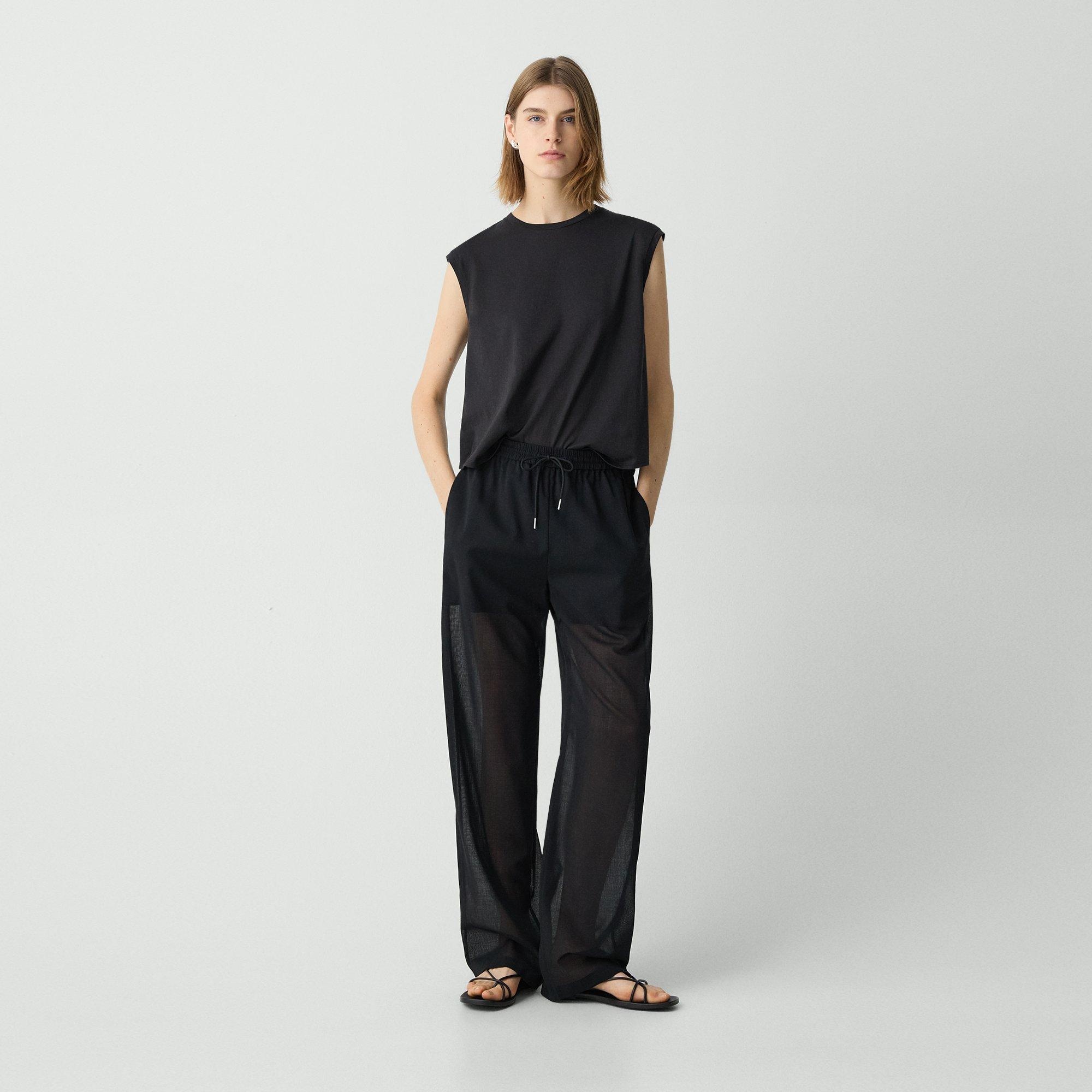Drawcord Pull-On Pant in Lightweight Wool - 2