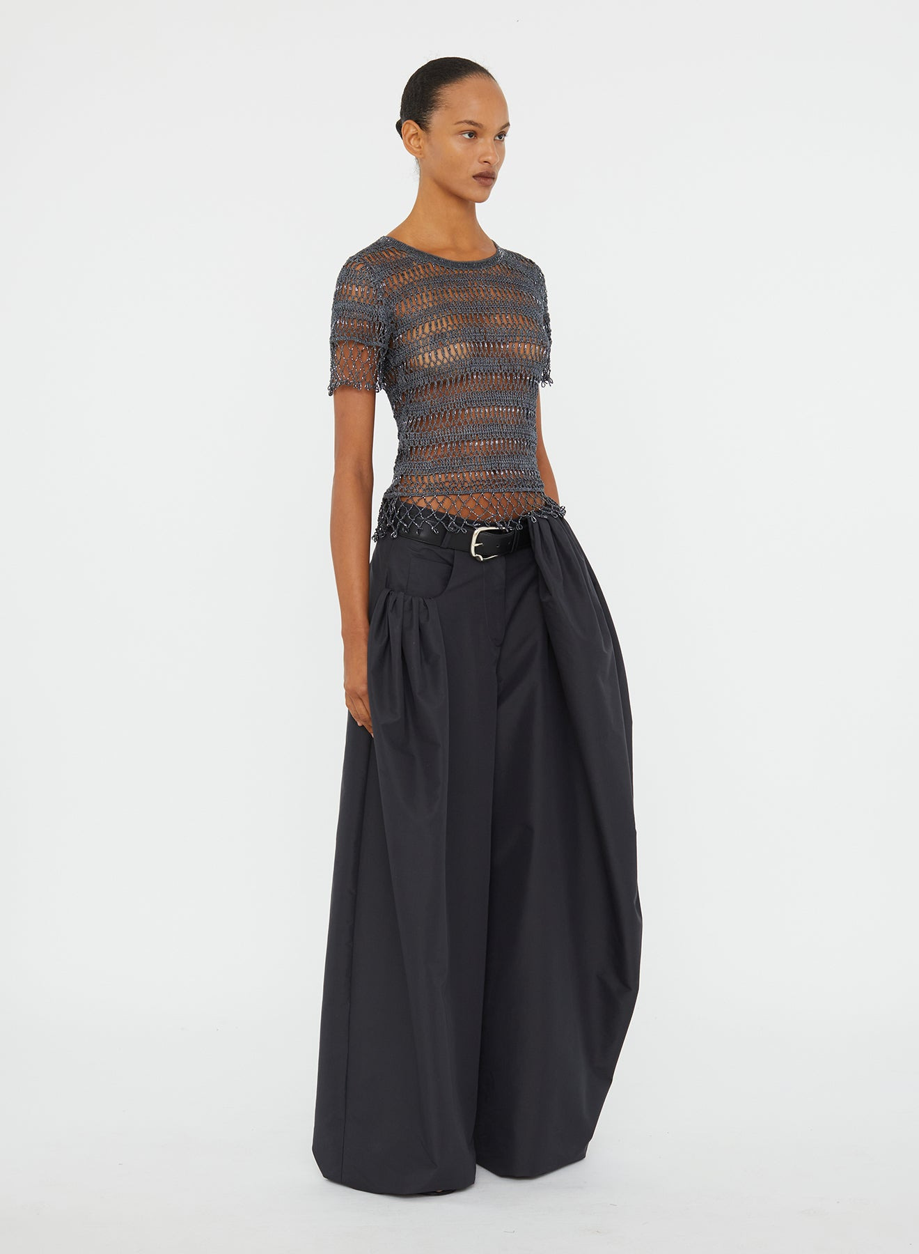 Cocoon Belted Taffeta Trouser - 3