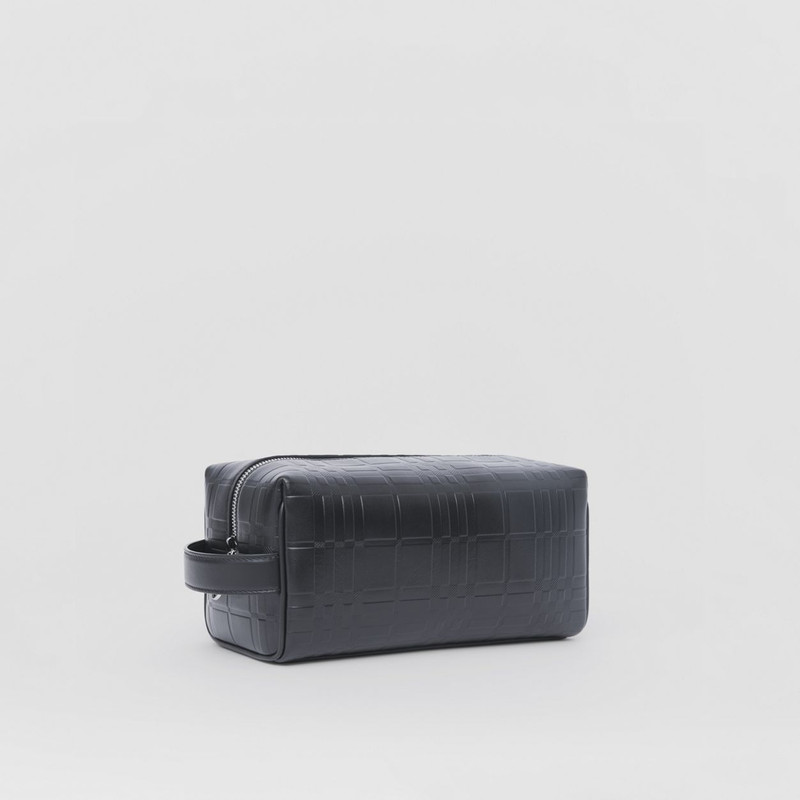 Embossed Check Leather Travel Pouch 9