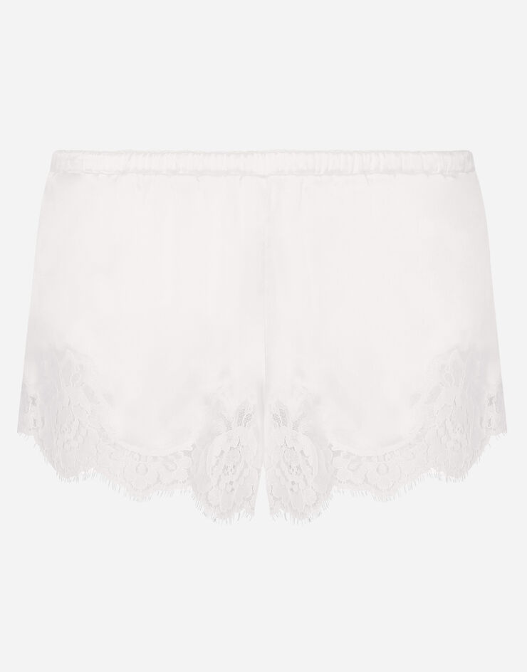 Shorts in satin with lace - 1