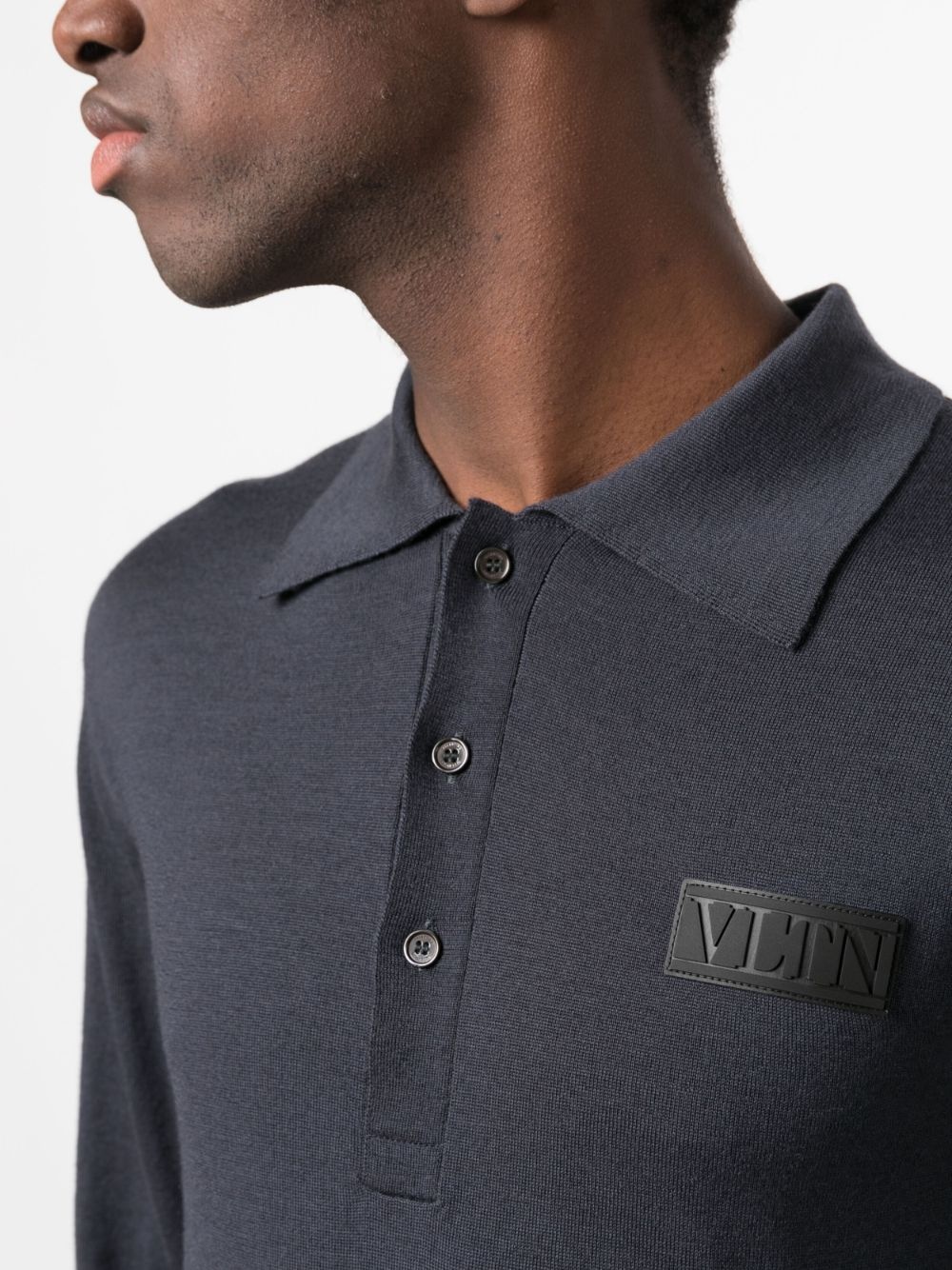 long-sleeve virgin wool polo shirt - 5