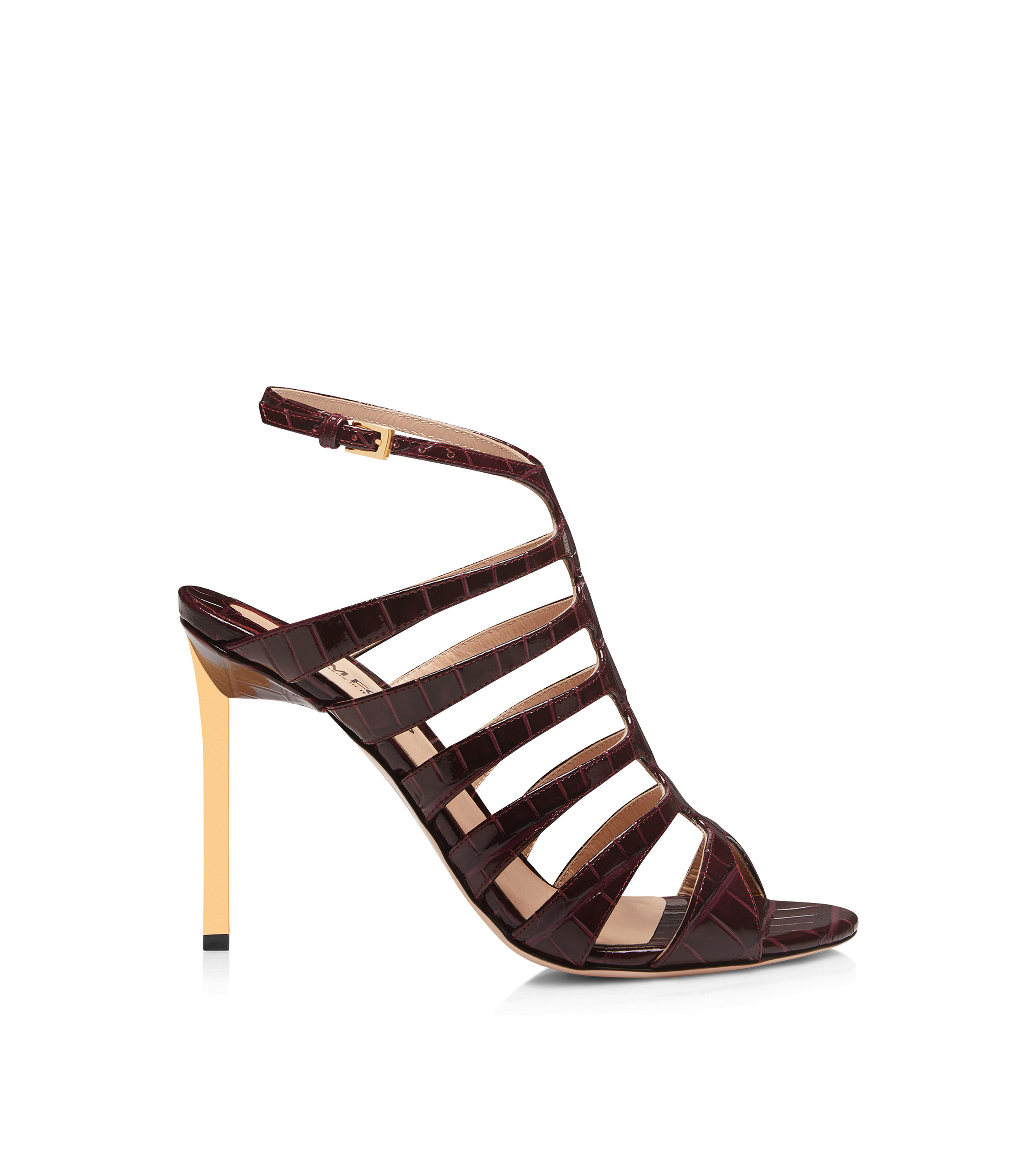 STAMPED CROCODILE LEATHER CARINE SANDAL - 1