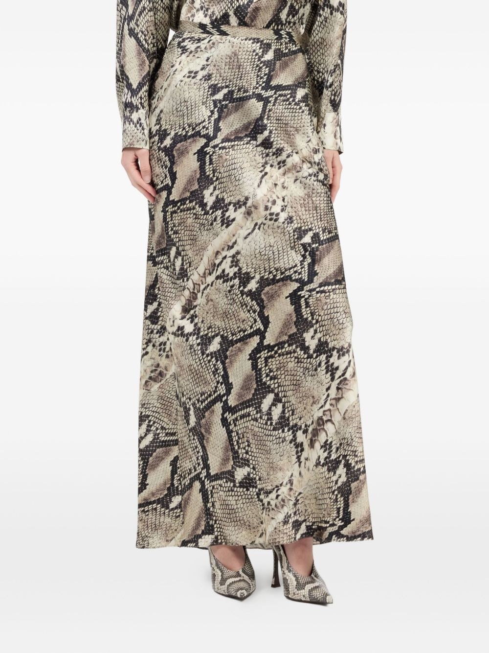 snakeskin-print silk skirt - 3