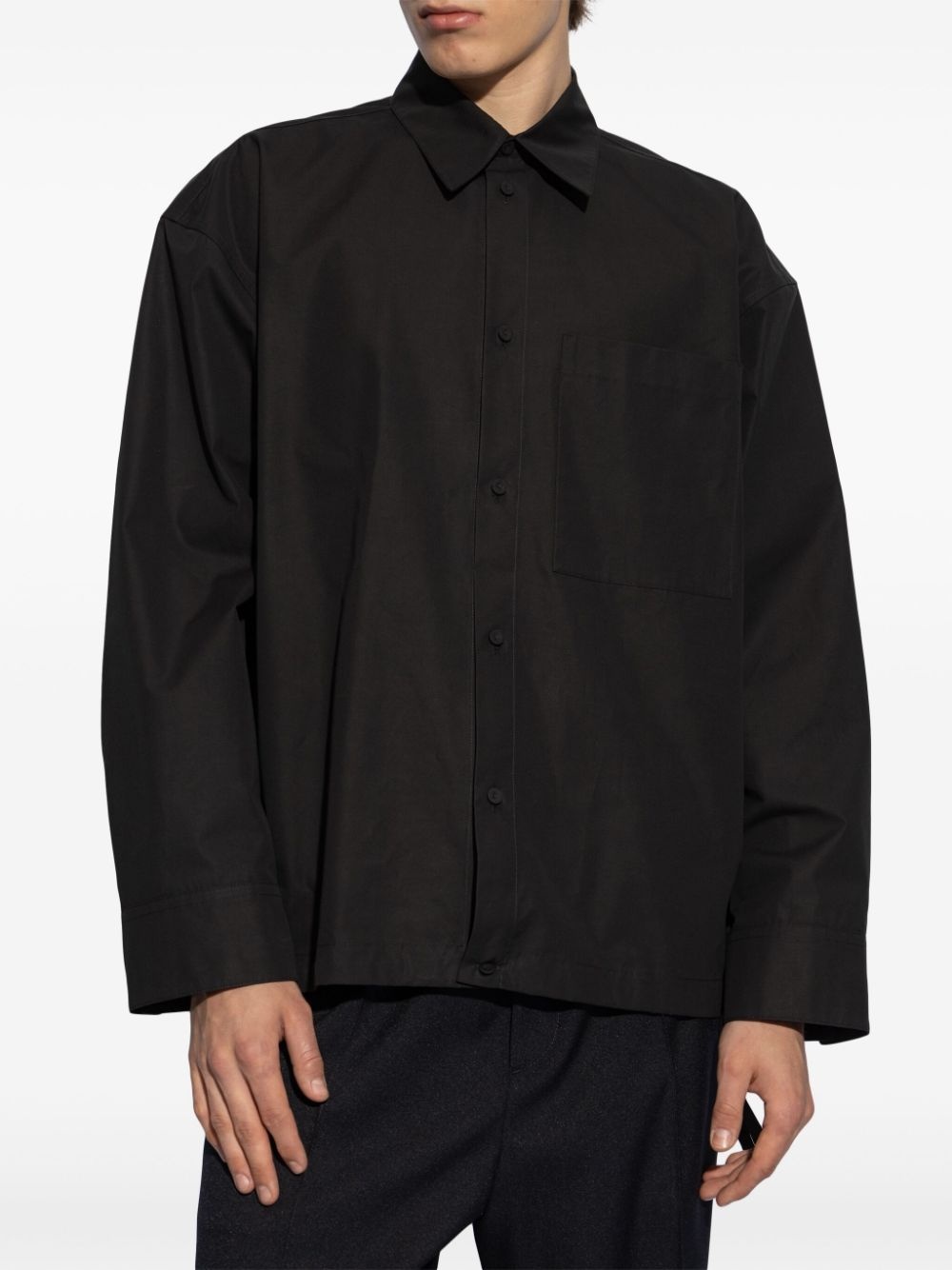 drawstring-hem cotton shirt - 3