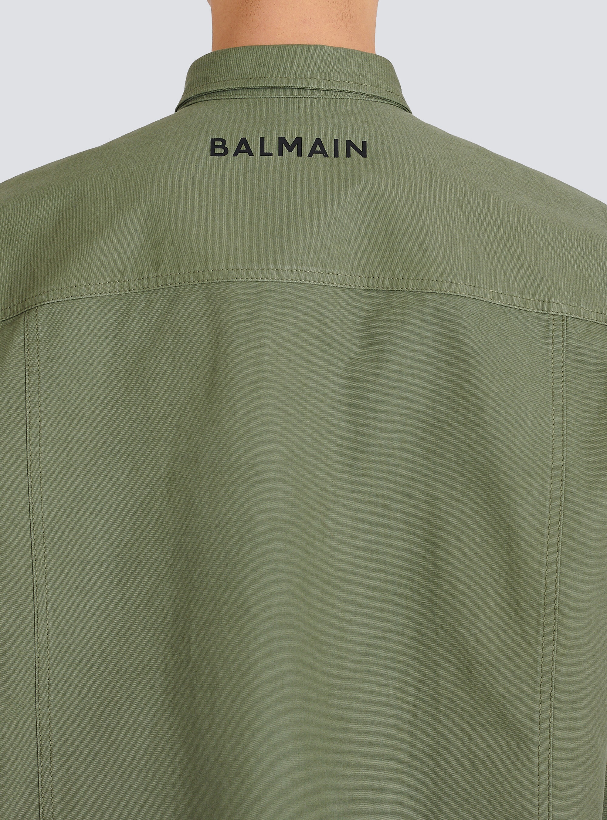 Cotton shirt with embroidered Balmain logo - 7