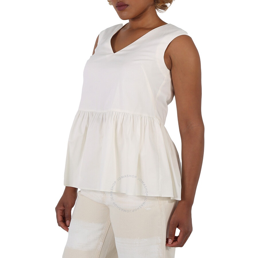 Max Mara Weekend Ladies Nebbie White Peplum Blouse - 2