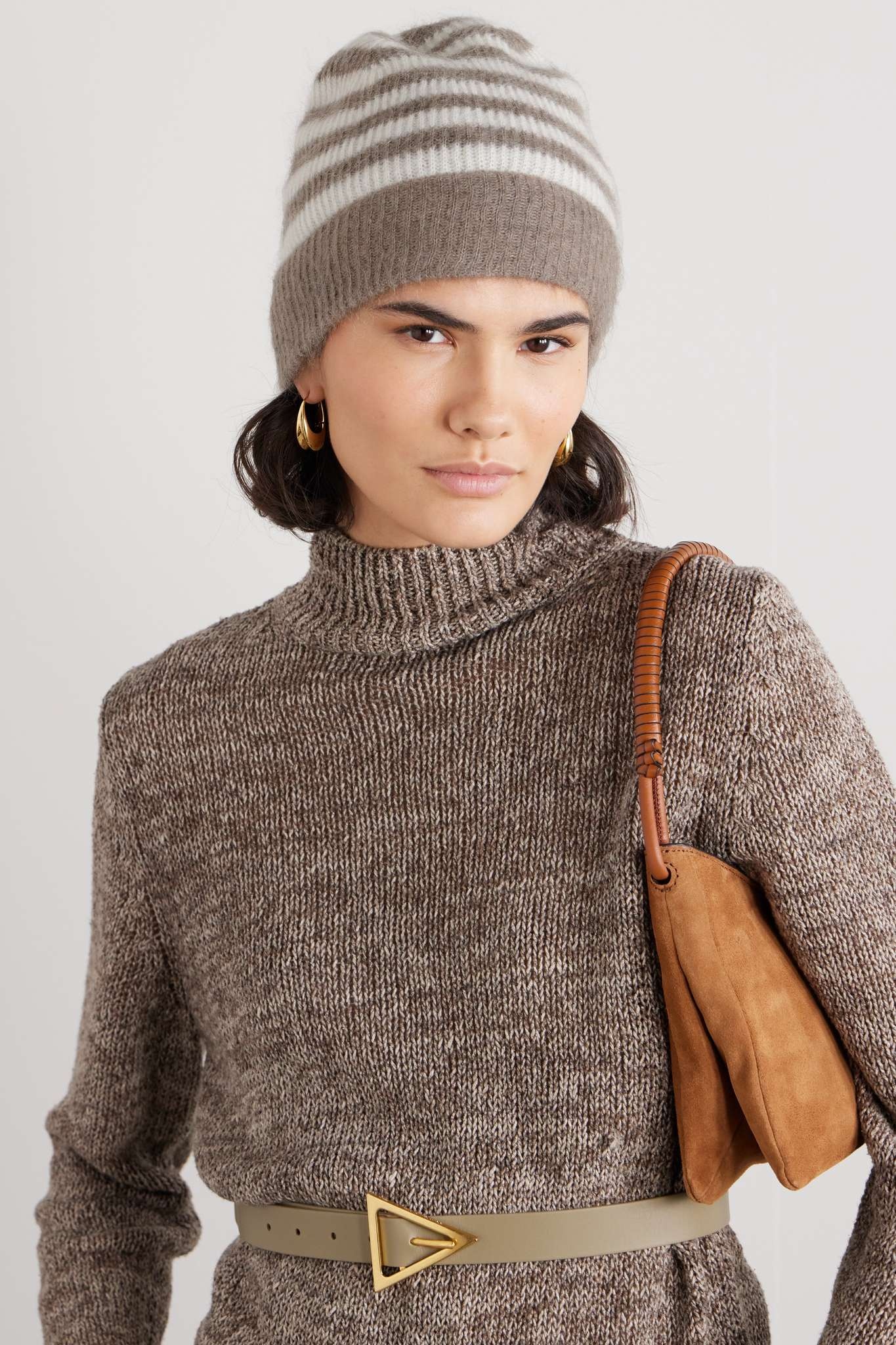 Ribbed striped mohair-blend beanie - 2