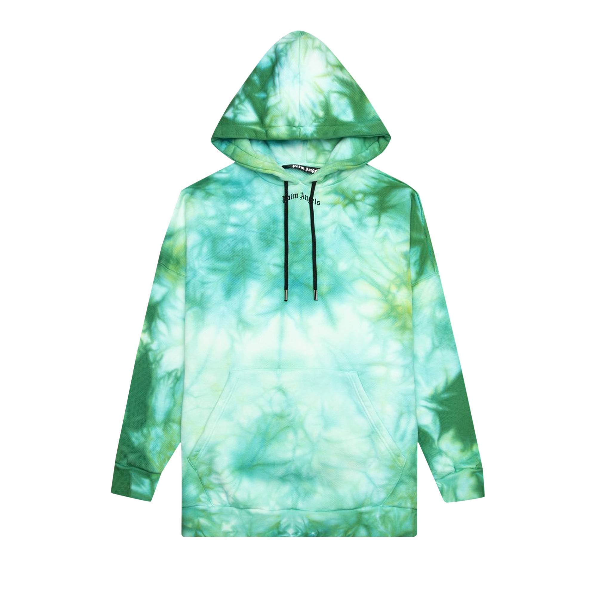 Palm Angels Tie Dye Logo Over Hoodie 'Forrest Green/Yellow' - 1